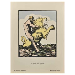 Le Lion De Némée - Stampa xilografica originale di Carlège (C. I. M.) Egli) - 1877