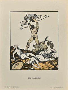 Les Amazones  - Original Woodcut Print by Carlège (C.M. Egli) - 1877