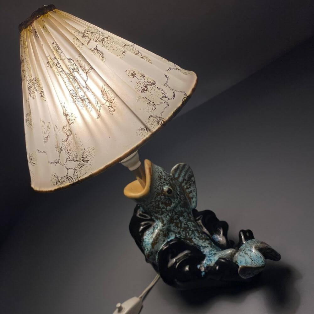 Carli Bauer Goldfish Table Lamp by Gmundner Keramik, Collector's Item  For Sale 1