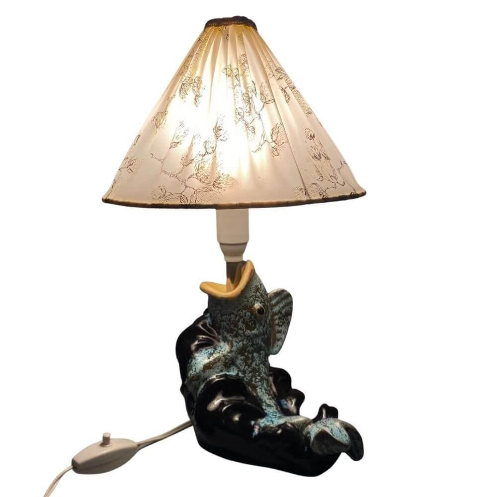 Mid-20th Century Carli Bauer Goldfish Table Lamp by Gmundner Keramik, Collector's Item  For Sale