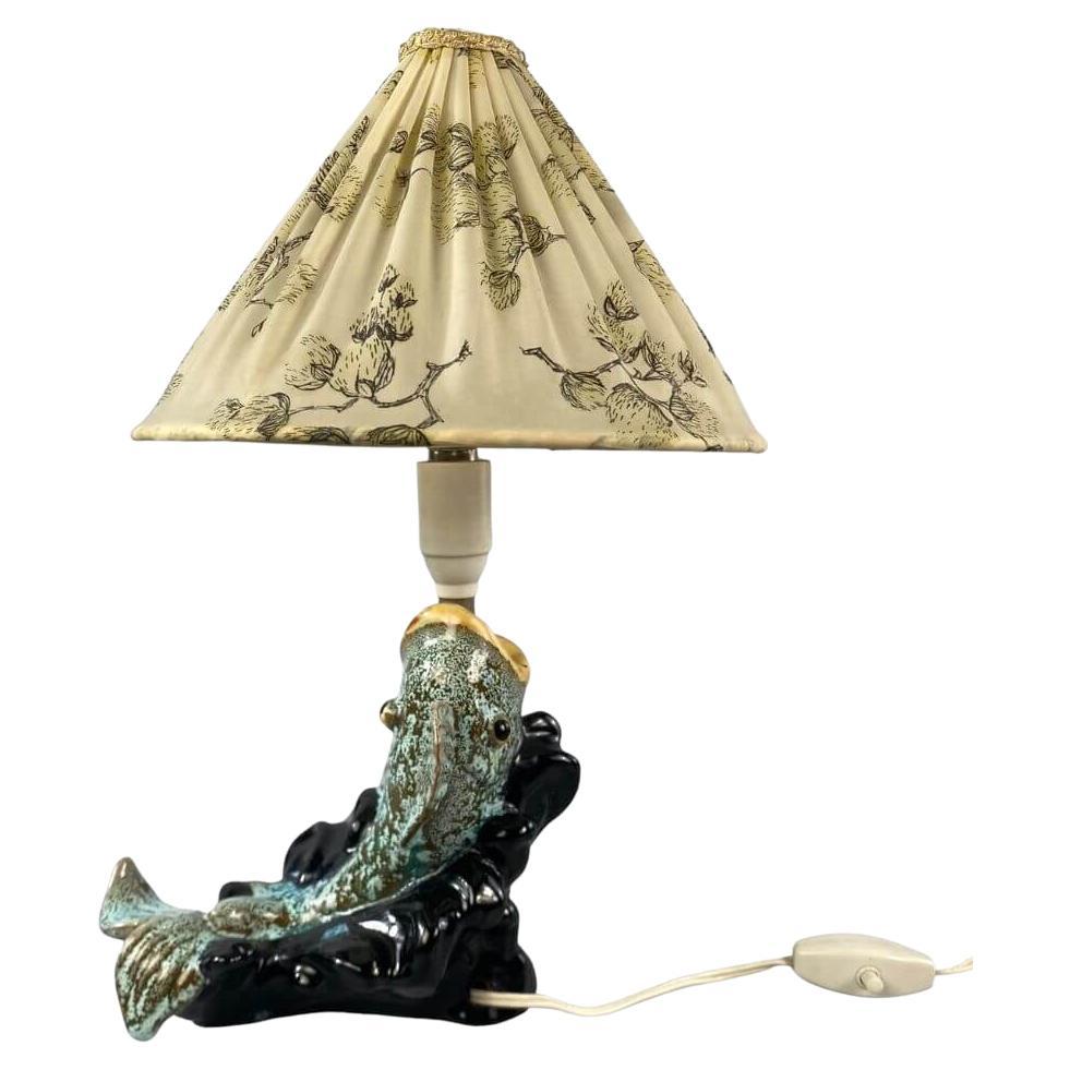 Carli Bauer Goldfisch Tischlampe von Gmundner Keramik, Collector's Item 