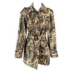 CARLISLE Size 10 Tan & Black Animal Print Polyester Belted Coat
