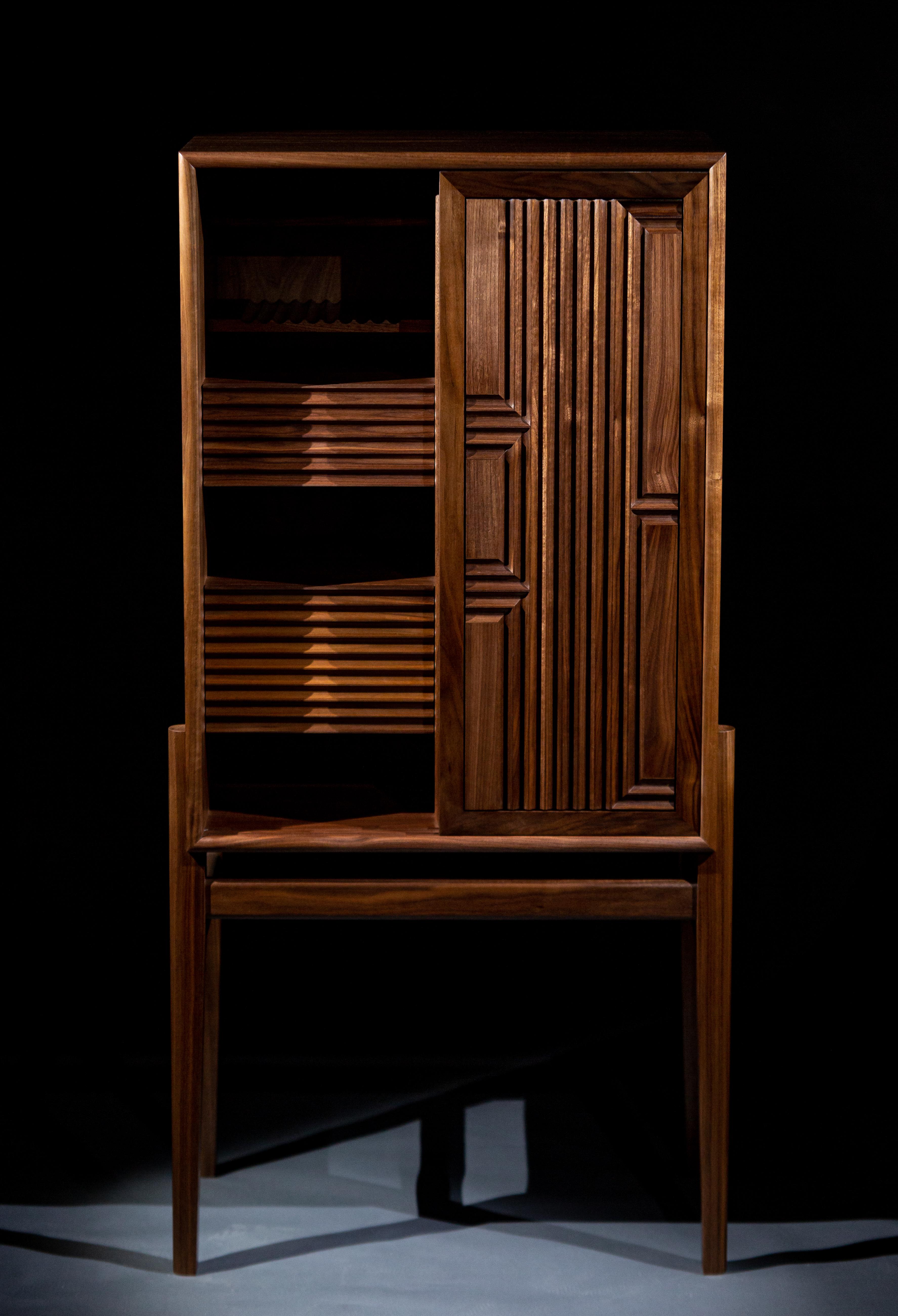 Contemporary Carlito Walnut Highboard by Atelier Blouberg For Sale