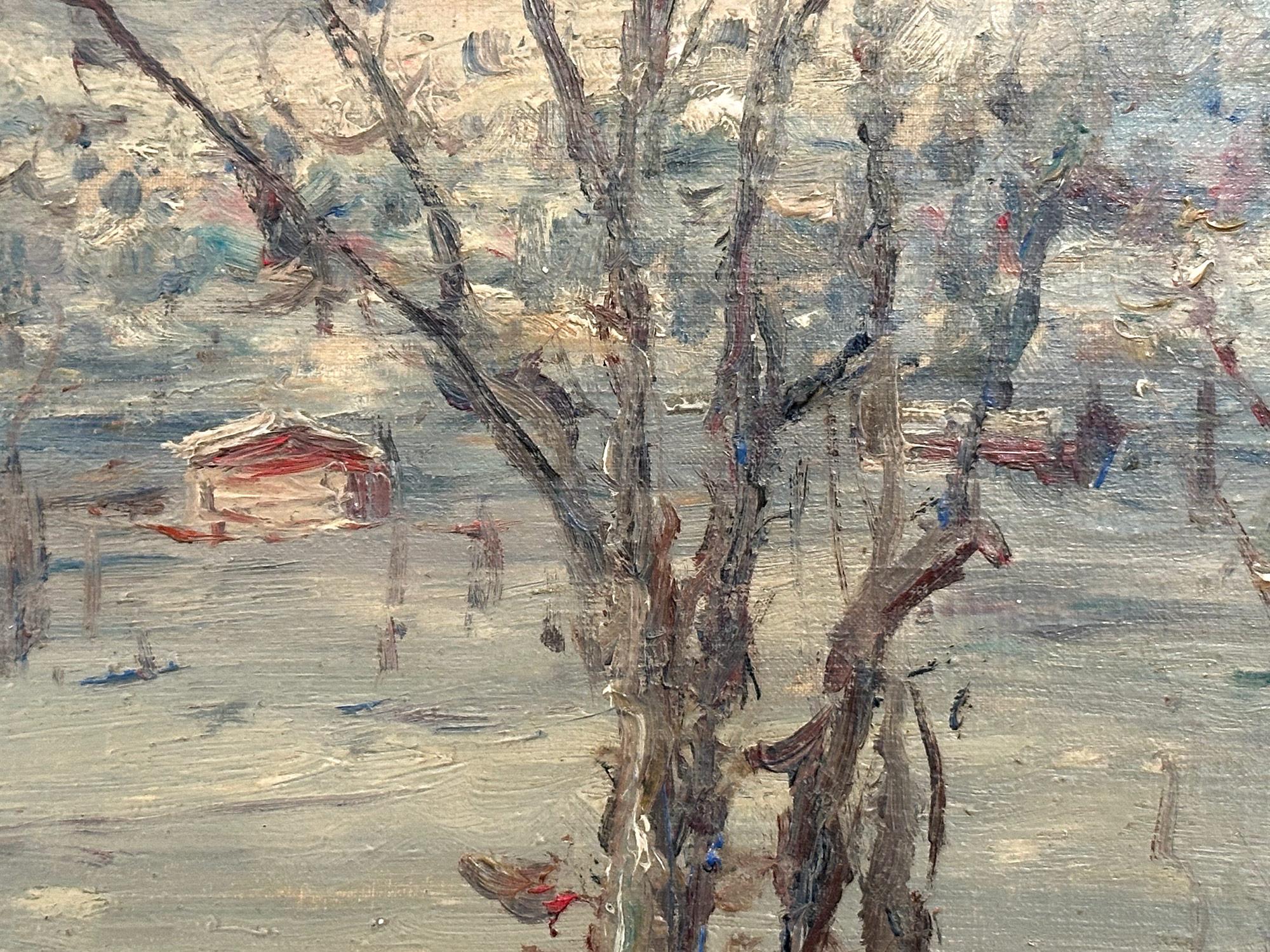 Peinture à l'huile impressionniste du milieu du siècle dernier « Neve in Val Ceresio », paysage en neige en vente 9