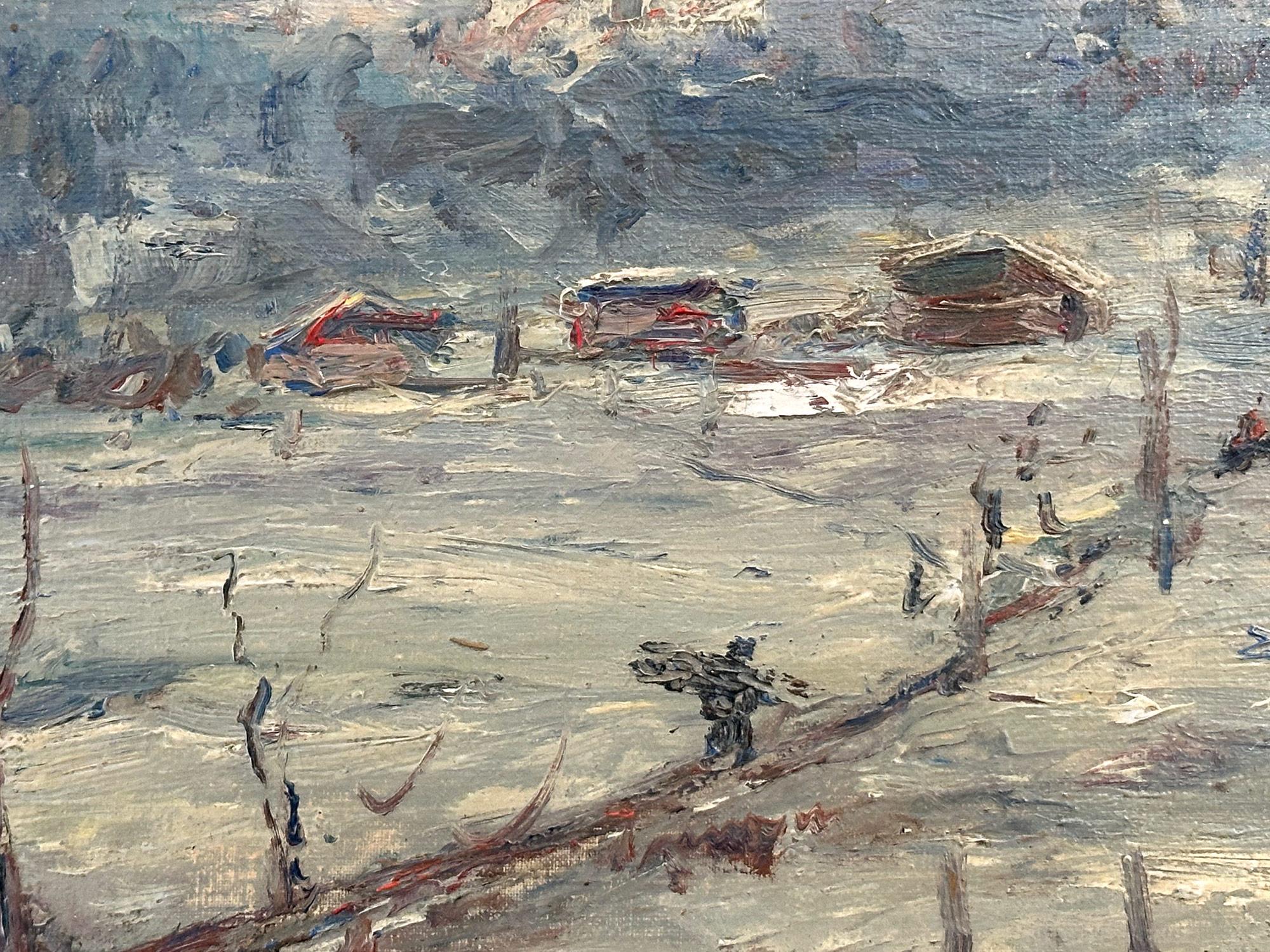 Peinture à l'huile impressionniste du milieu du siècle dernier « Neve in Val Ceresio », paysage en neige en vente 10