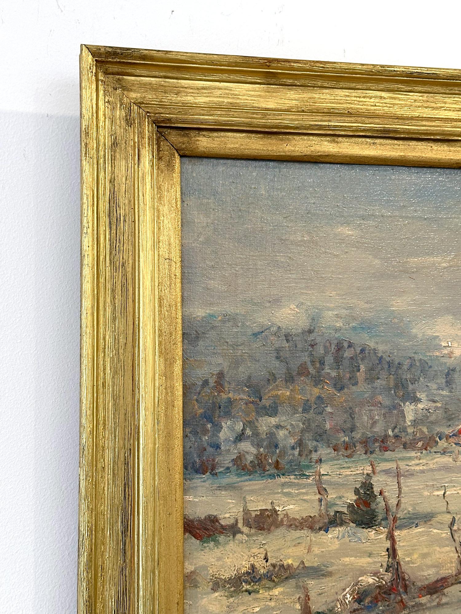 Peinture à l'huile impressionniste du milieu du siècle dernier « Neve in Val Ceresio », paysage en neige en vente 12