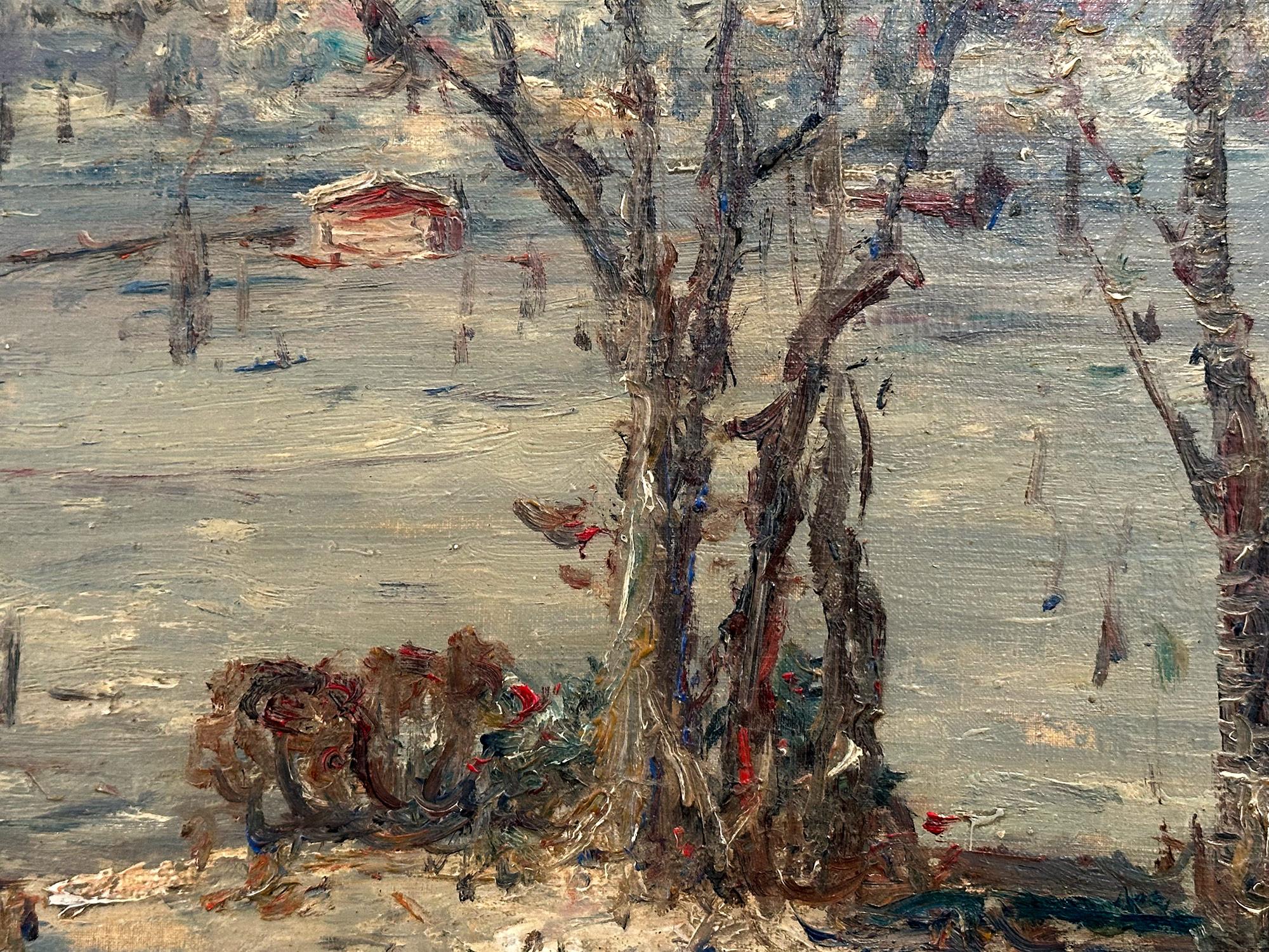 Peinture à l'huile impressionniste du milieu du siècle dernier « Neve in Val Ceresio », paysage en neige en vente 15