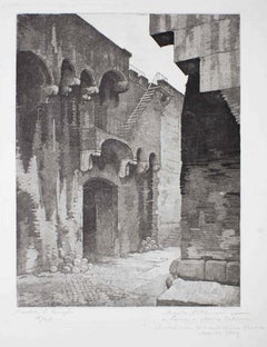 Castel Sant'Angelo - Rome - Etching by Carlo Petrucci - 1929