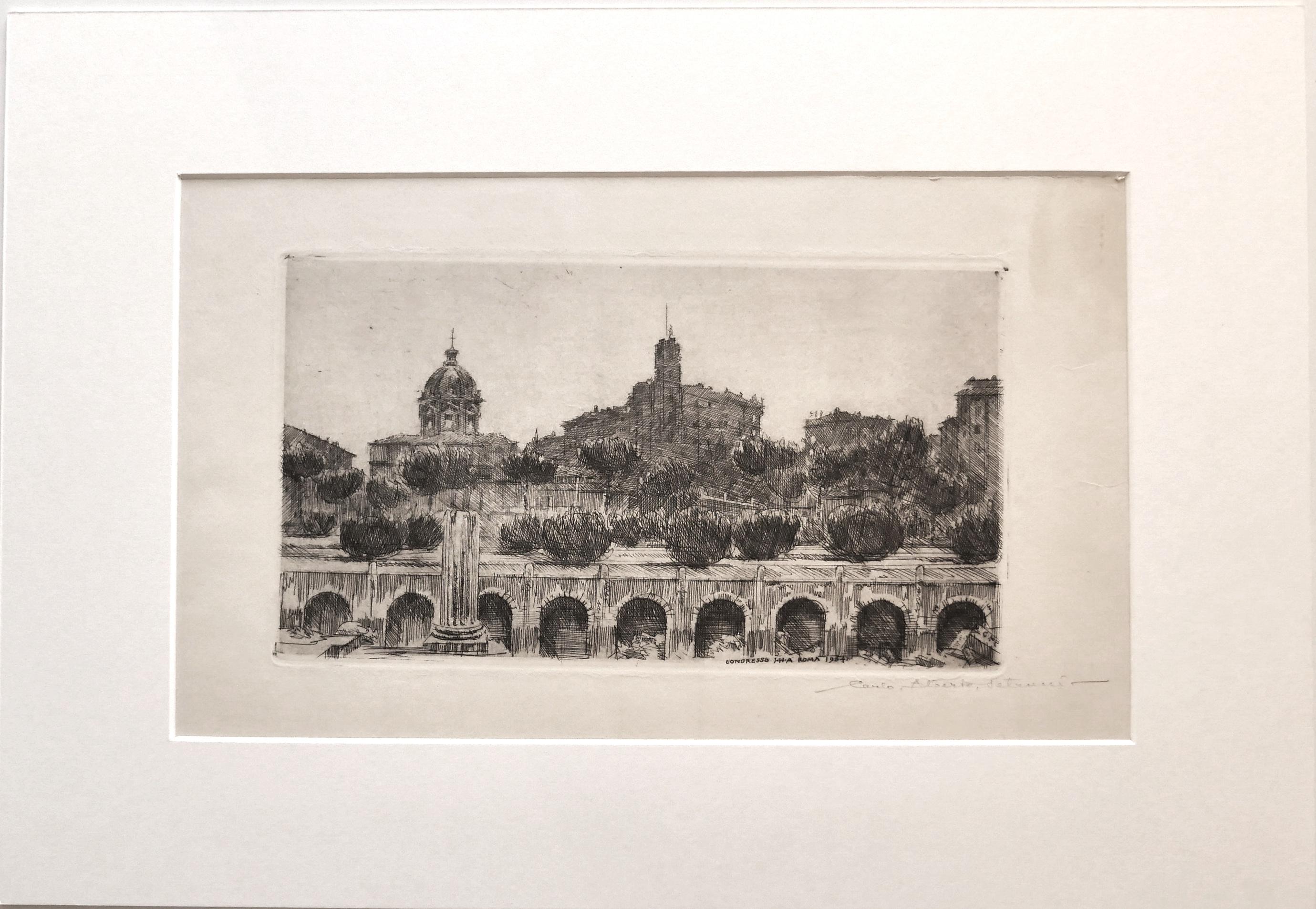 View of Rome - Etching and Drypoint by C.A. Petrucci - 1964 - Print by Carlo Alberto Petrucci
