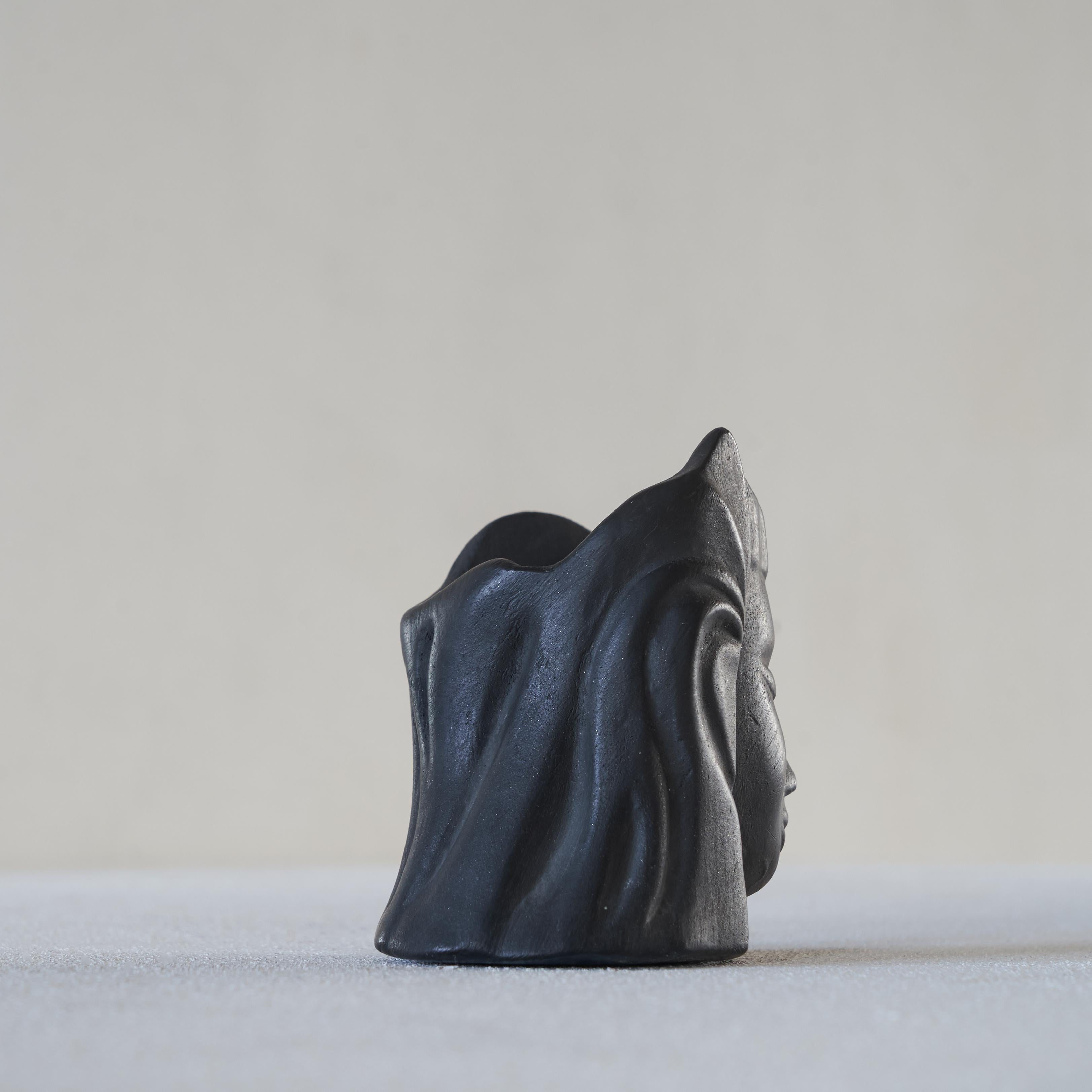 Mid-Century moderno Portamatite in ceramica Carlo Alberto Rossi 'Bucchero' Testa di donna
