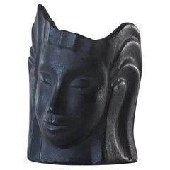 Portamatite in ceramica Carlo Alberto Rossi 'Bucchero' Testa di donna