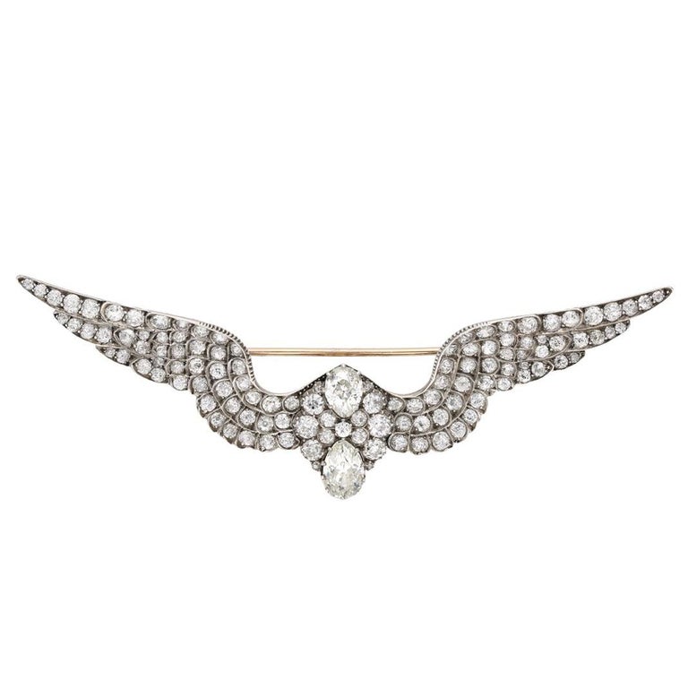 Carlo and Arthur Giuliano Antique Diamond Wing Brooch circa 1900 For