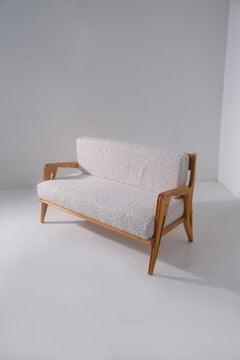 Canapé italien en bouclette blanche de Carlo et Campo Graffi