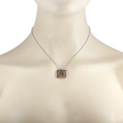 Carlo Barberis 18K White Gold 0.04 Carat Diamond, Sapphire and Citrine Necklace