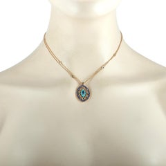 Carlo Barberis 18K Yellow Gold 0.30 ct Diamond, Sapphire and Turquoise Necklace