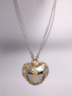 Carlo Barberis Pendentif étoile en or 18 carats, cœur poudré et diamants de 0,93 carat