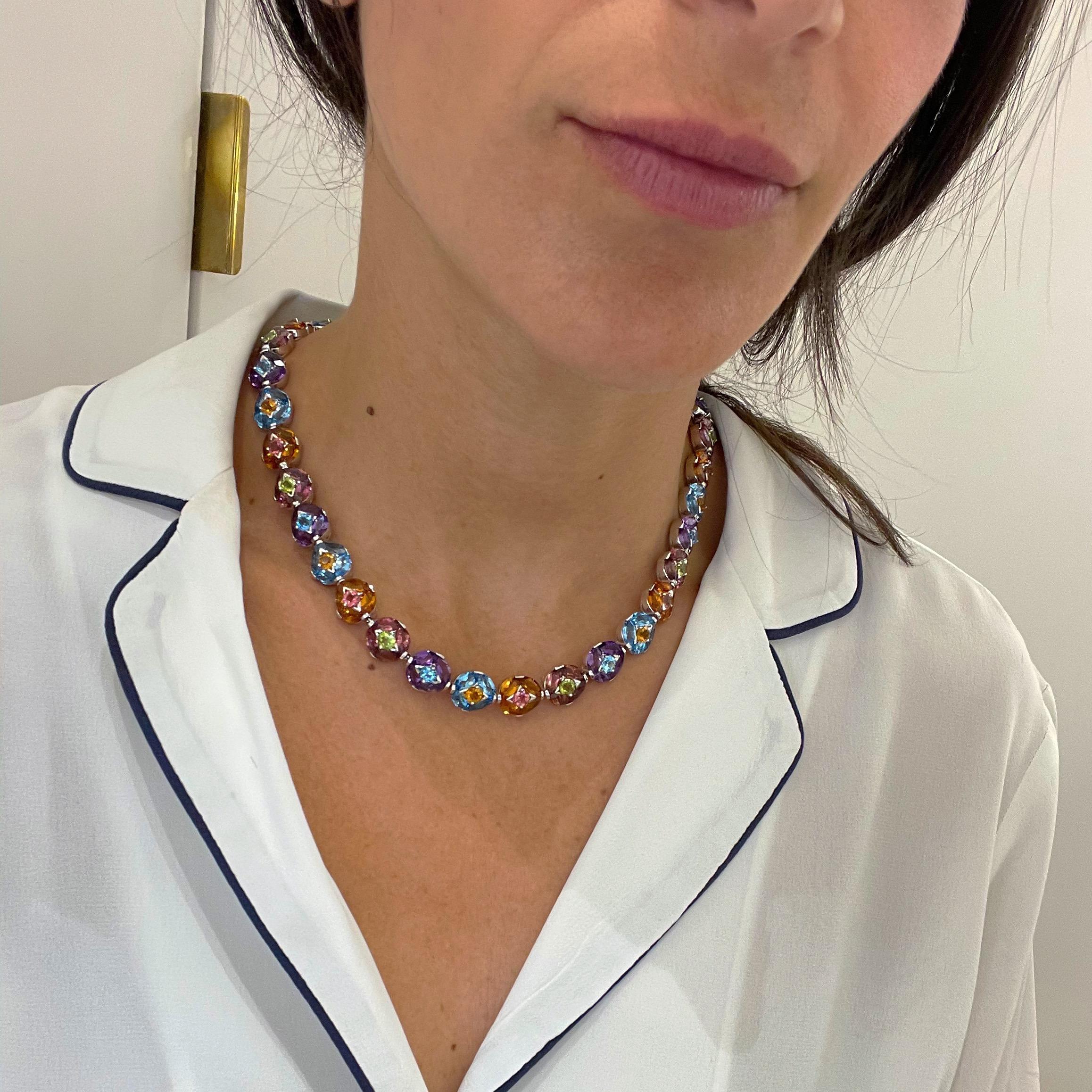 Women's or Men's Carlo Barberis For Cellini Jewelers 18KT WG Semi-Precious 14.79Ct. Necklace For Sale