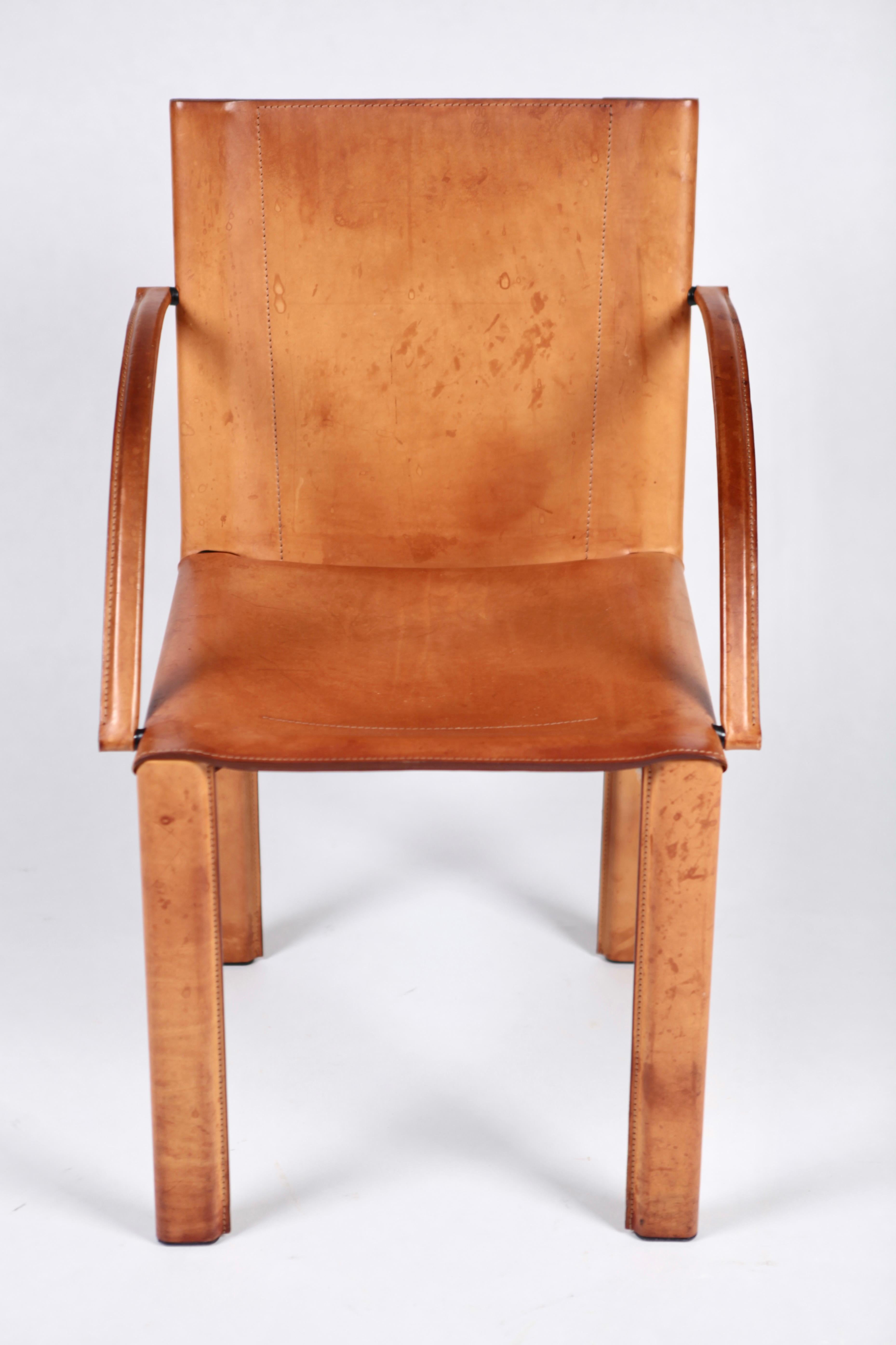 Carlo Bartoli, 4 'Carol' Leather Armchairs by Matteograssi, Italy, 1980 7