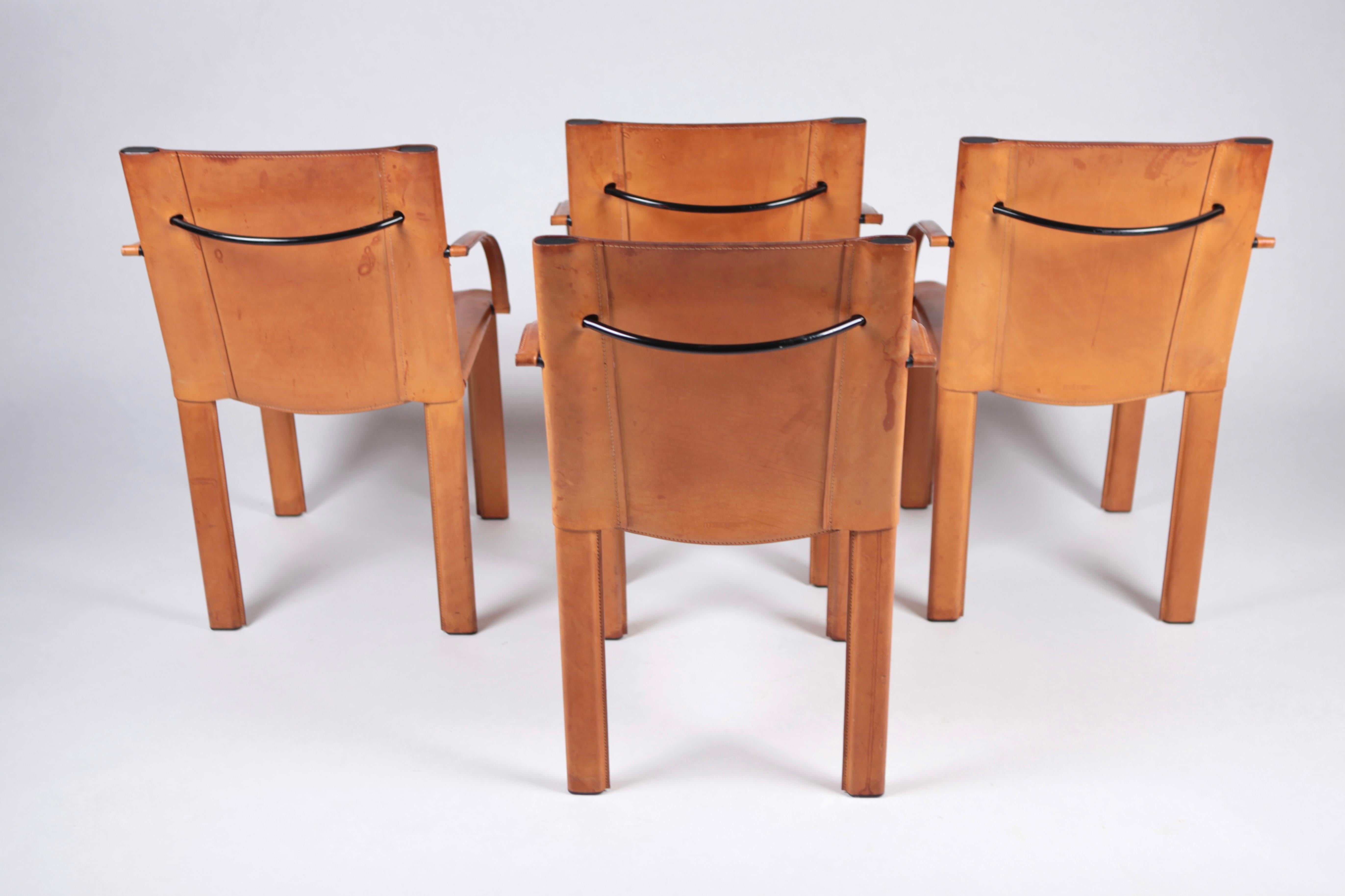 Carlo Bartoli, 4 'Carol' Leather Armchairs by Matteograssi, Italy, 1980 2