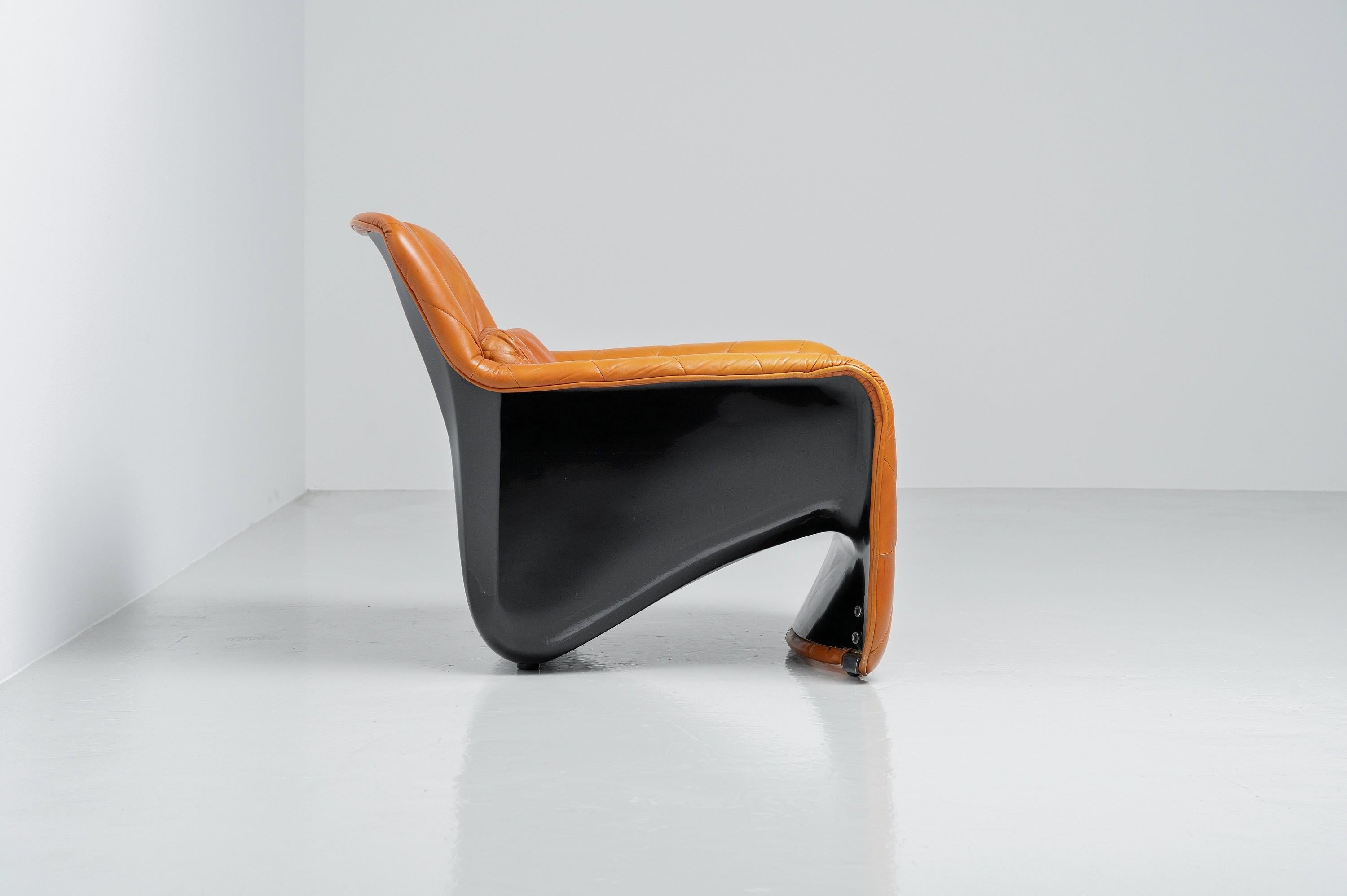 Leather Carlo Bartoli Bicia Lounge Chair Arflex, Italy, 1969 For Sale