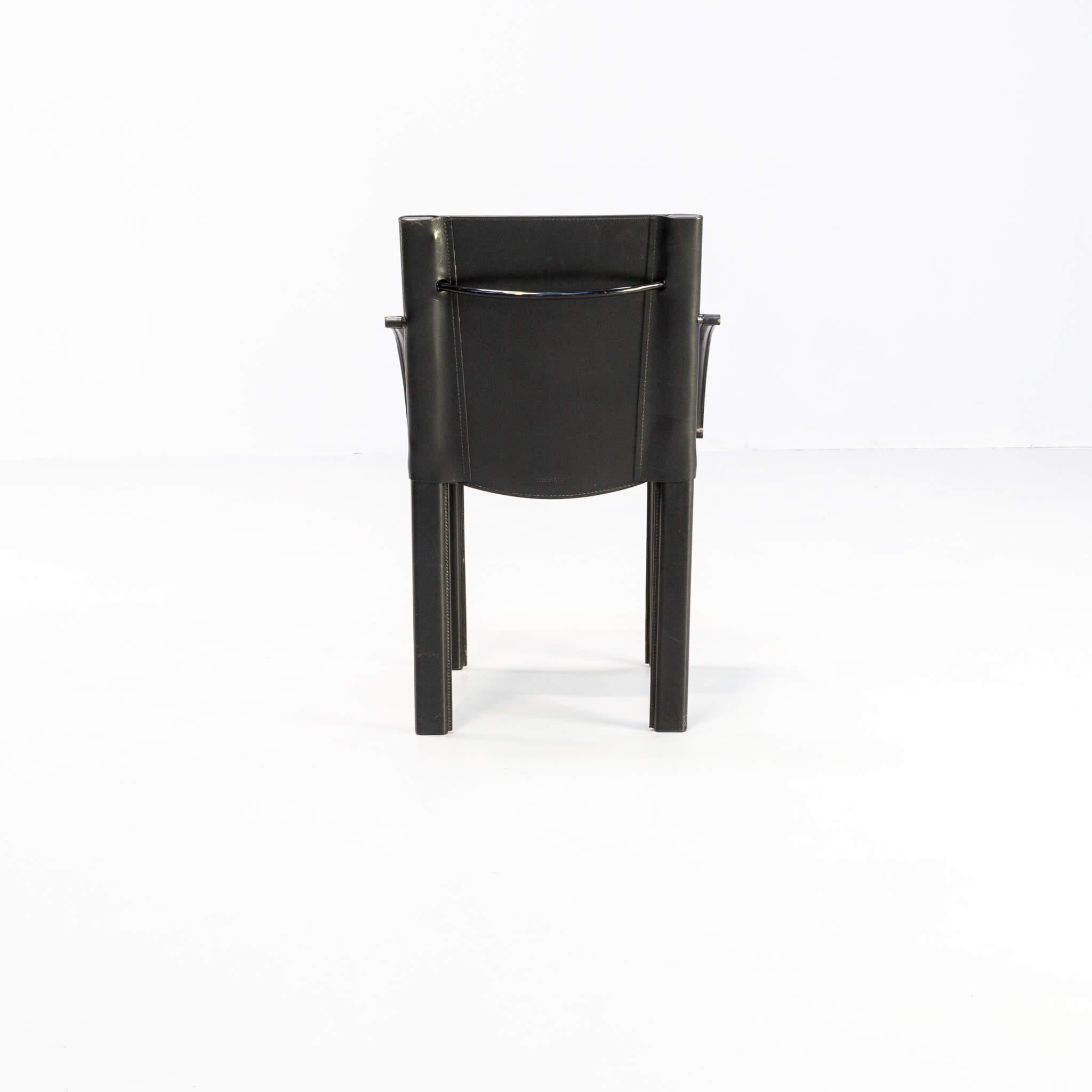 Carlo Bartoli black leather dining chair for Matteo Grassi set/4 For Sale 2