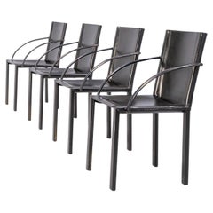 Carlo Bartoli black leather dining chair for Matteo Grassi set/4