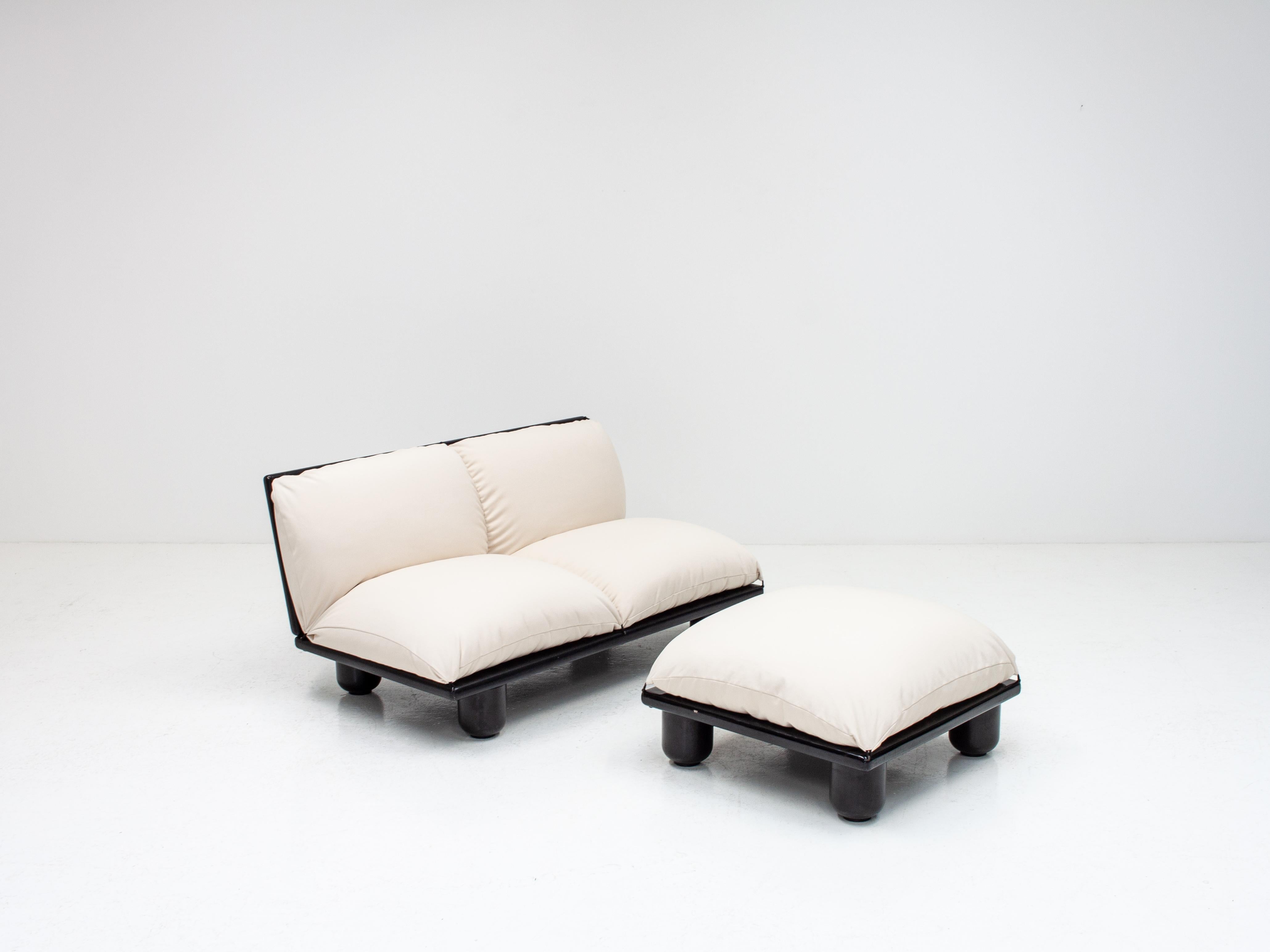 Plywood Carlo Bartoli 'Blop' Sofa & Ottoman for Rossi di Albizzate Italy, in Pierre Frey