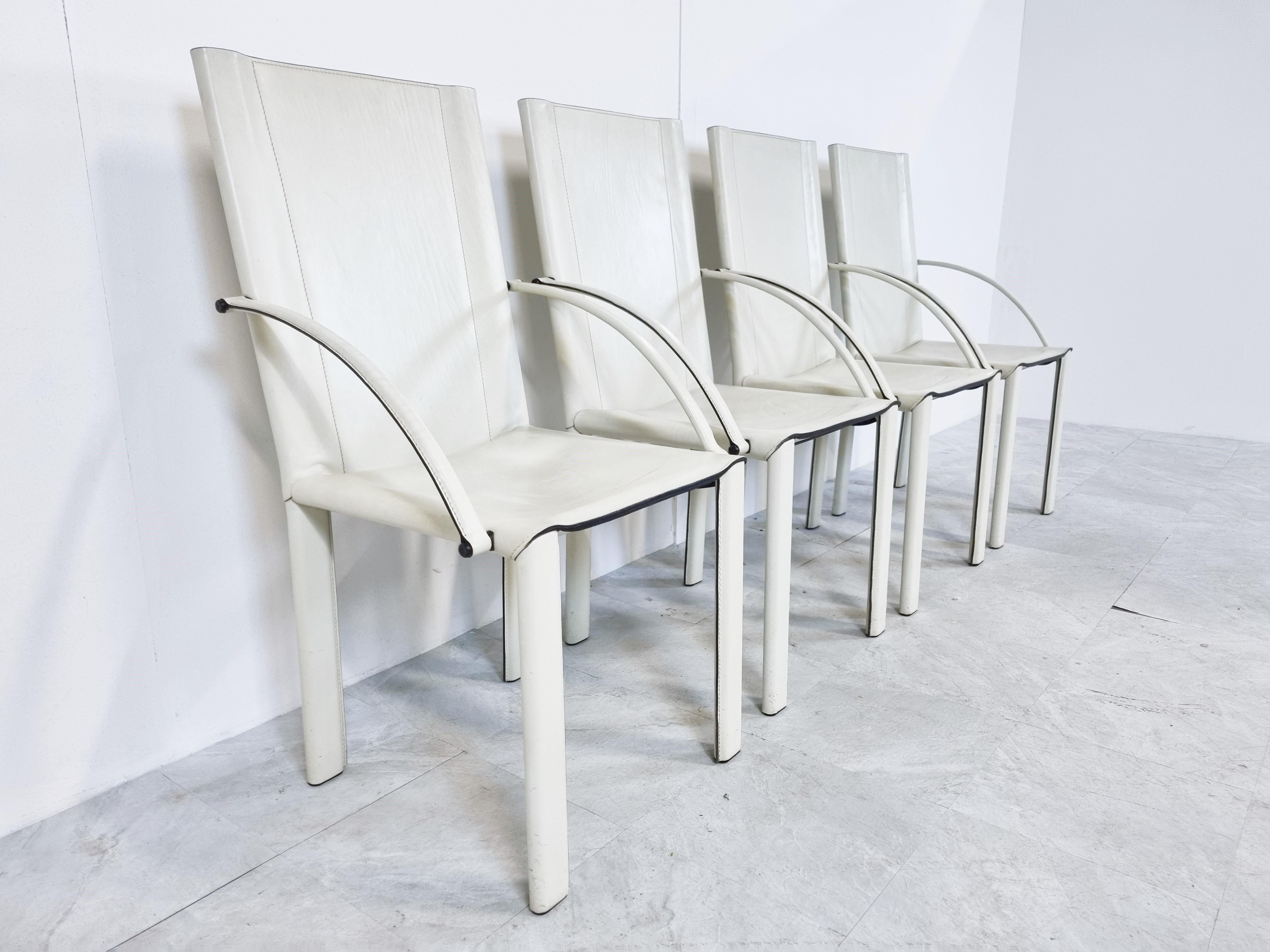 Italian Carlo Bartoli Dining Chairs for Matteo Grassi, Set of 4, 1980s For Sale