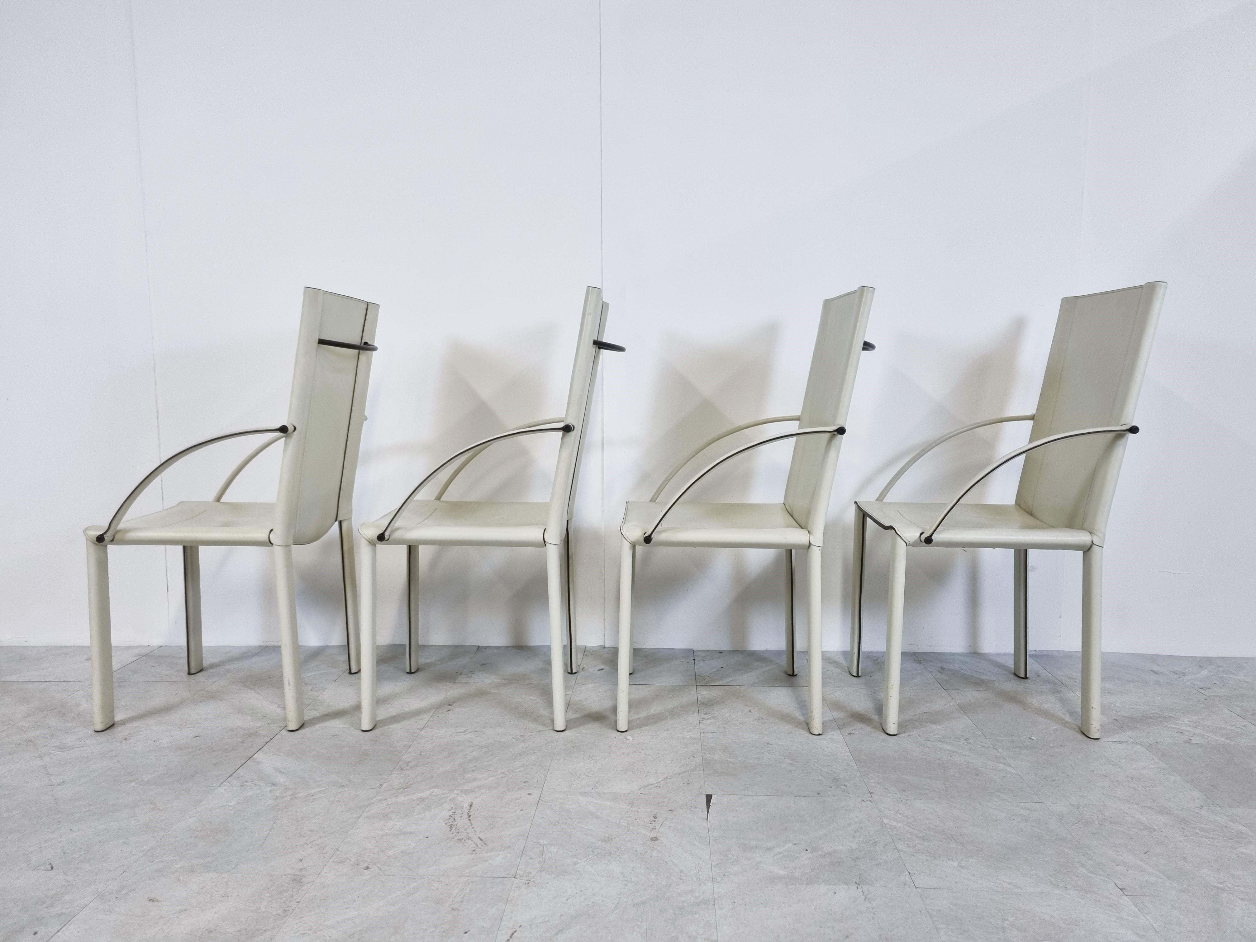 Late 20th Century Carlo Bartoli Dining Chairs for Matteo Grassi, Set of 4, 1980s For Sale