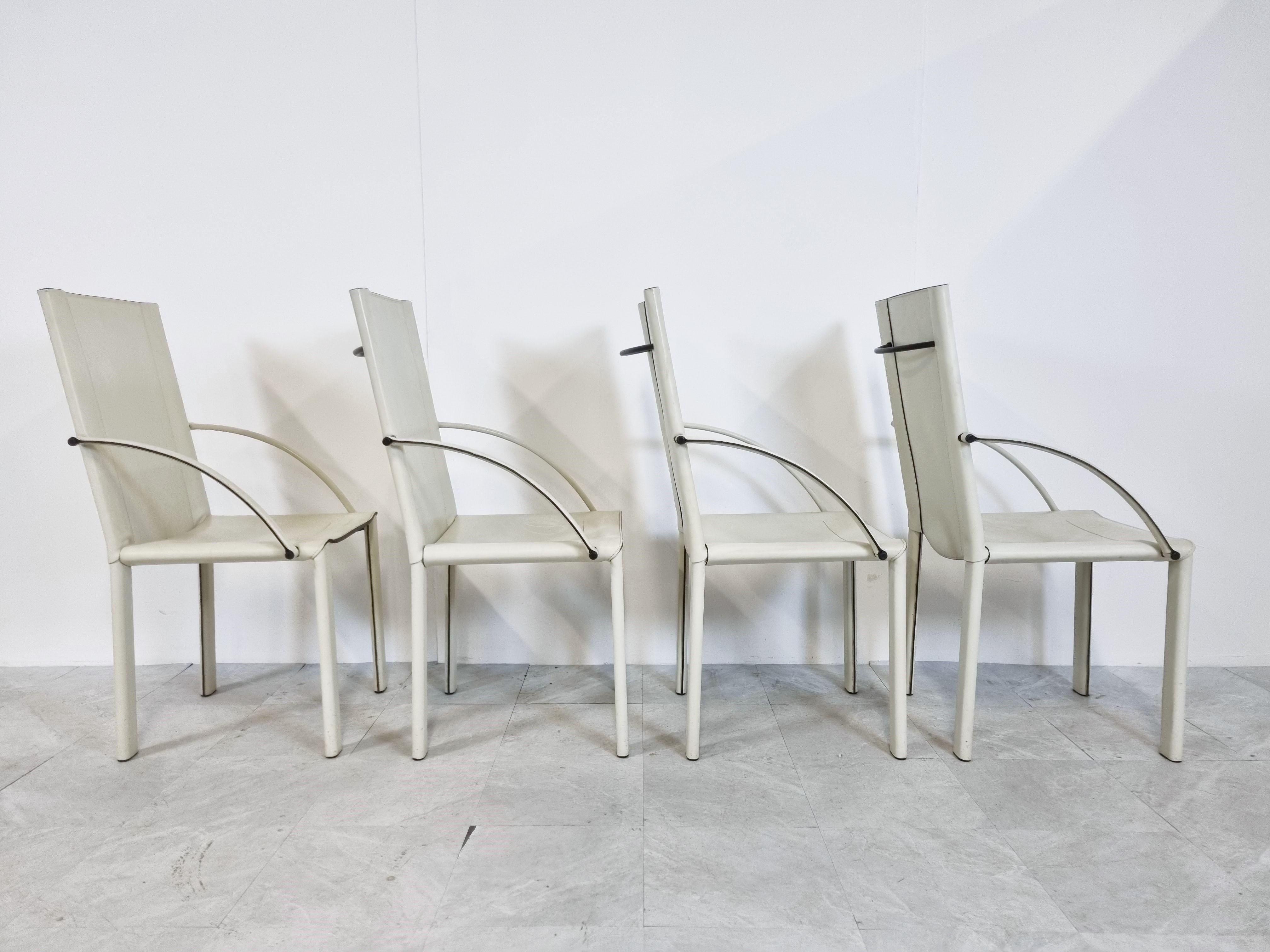 Chaises de salle à manger Carlo Bartoli pour Matteo Grassi, ensemble de 4 pièces, années 1980 en vente 1