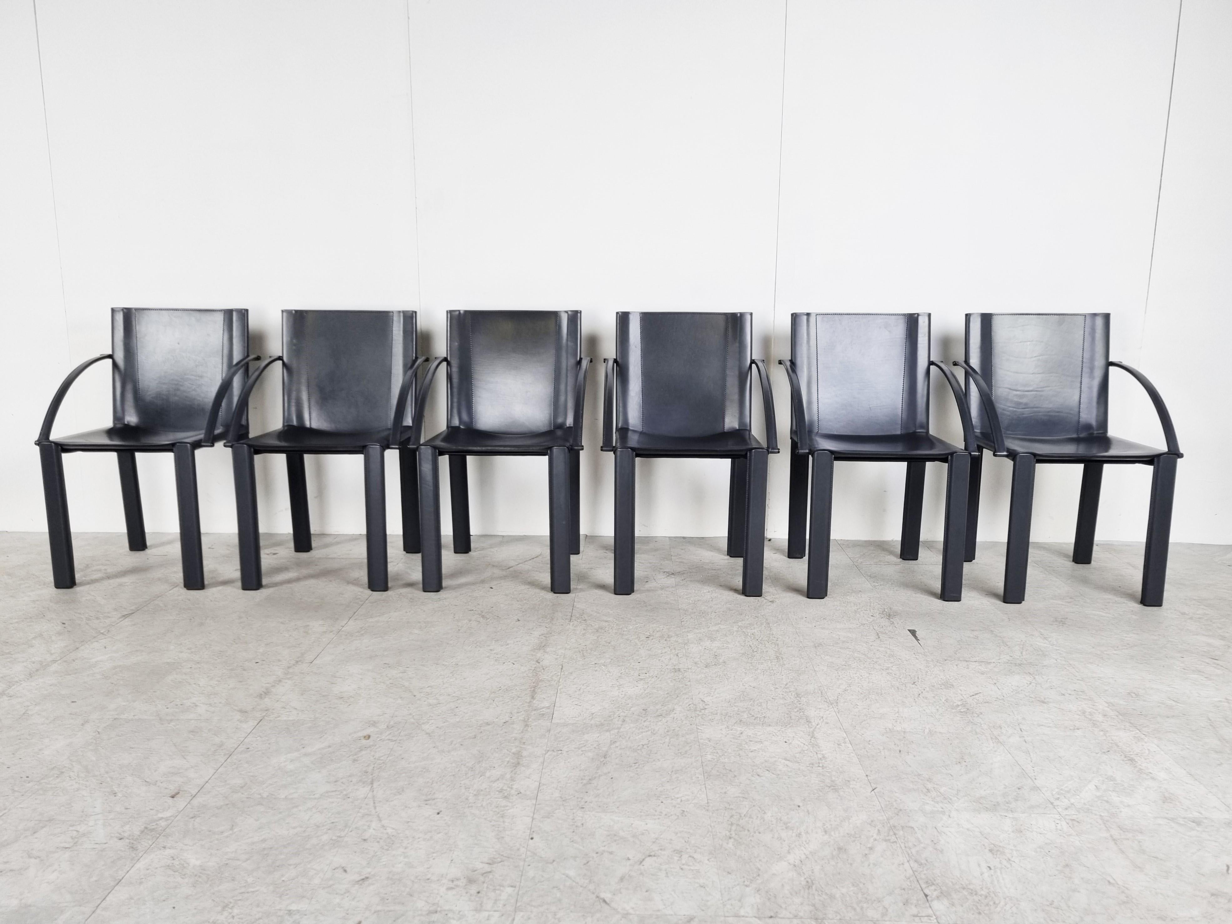 Italian Carlo Bartoli Dining Chairs for Matteo Grassi, Set of 6, 1980s