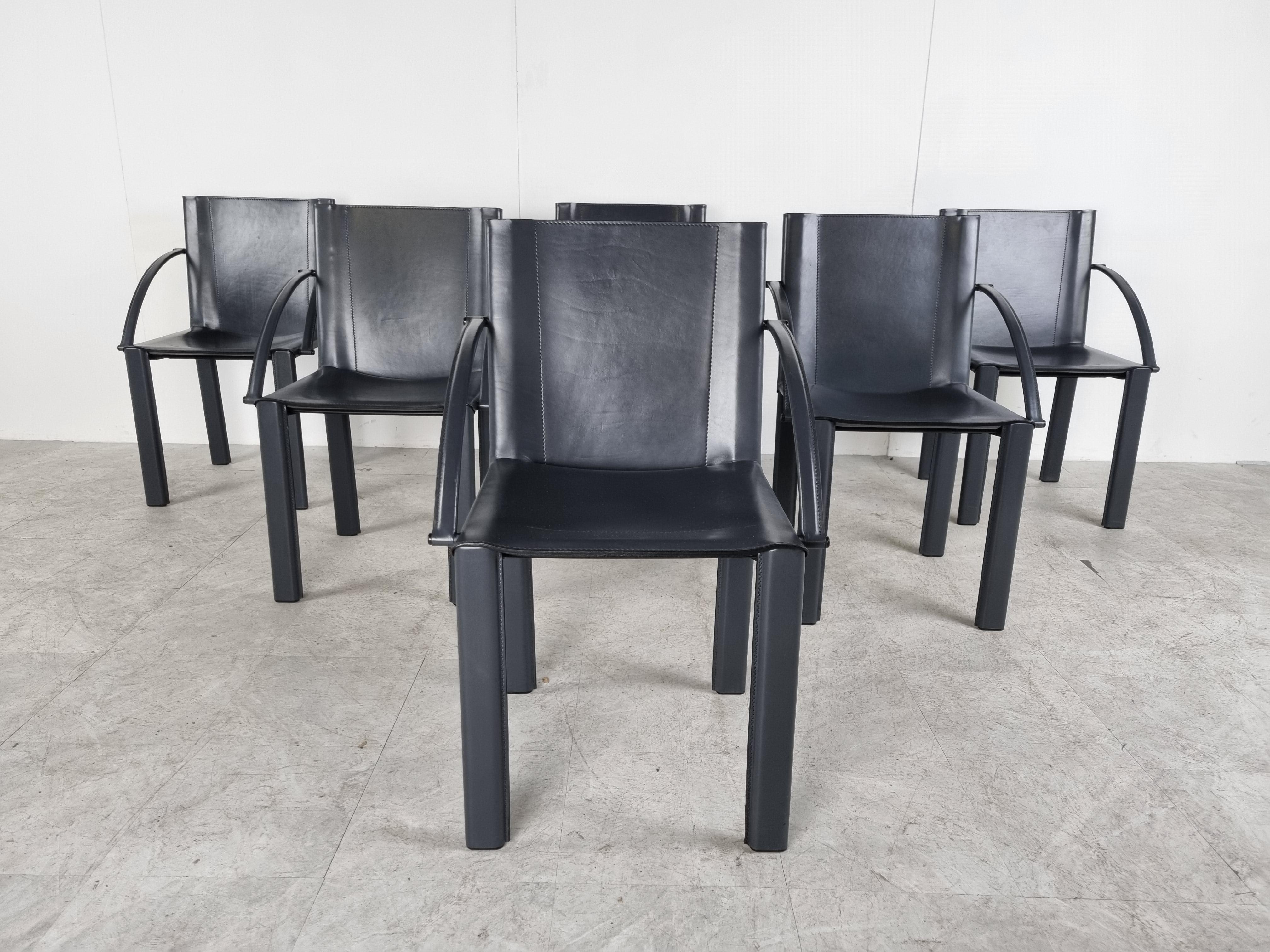 Late 20th Century Carlo Bartoli Dining Chairs for Matteo Grassi, Set of 6, 1980s