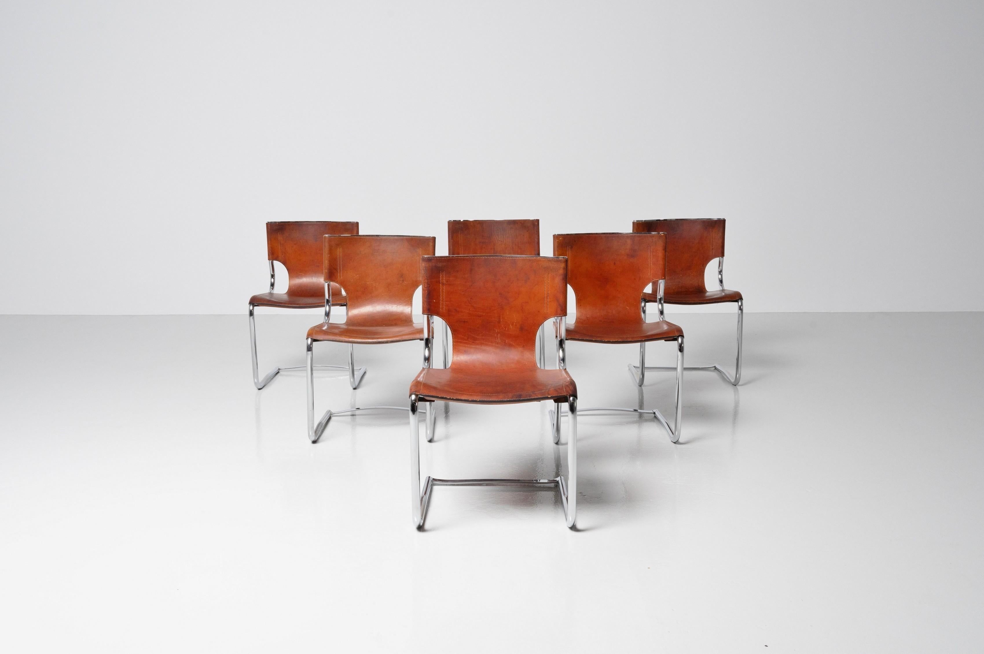 Late 20th Century Carlo Bartoli Dining Chairs Set of 6 by Tisettana, Italy, 1971