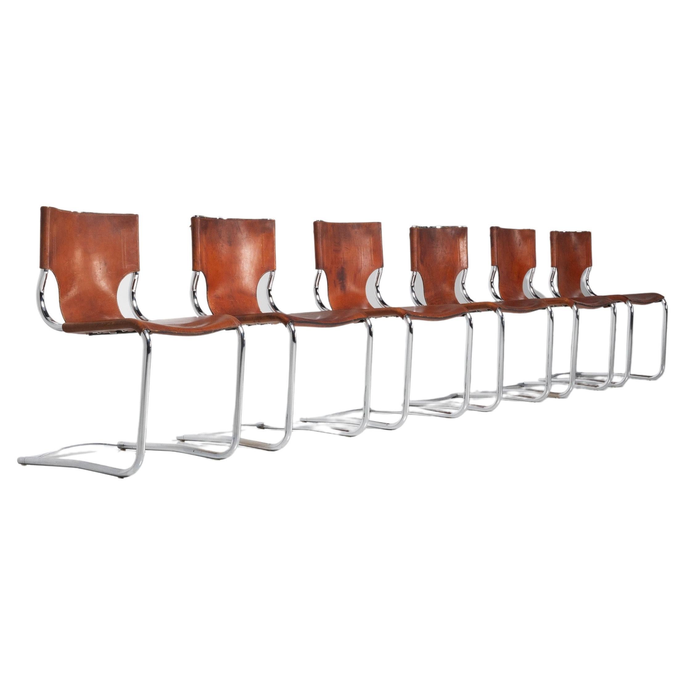 Carlo Bartoli Dining Chairs Set of 6 by Tisettana, Italy, 1971