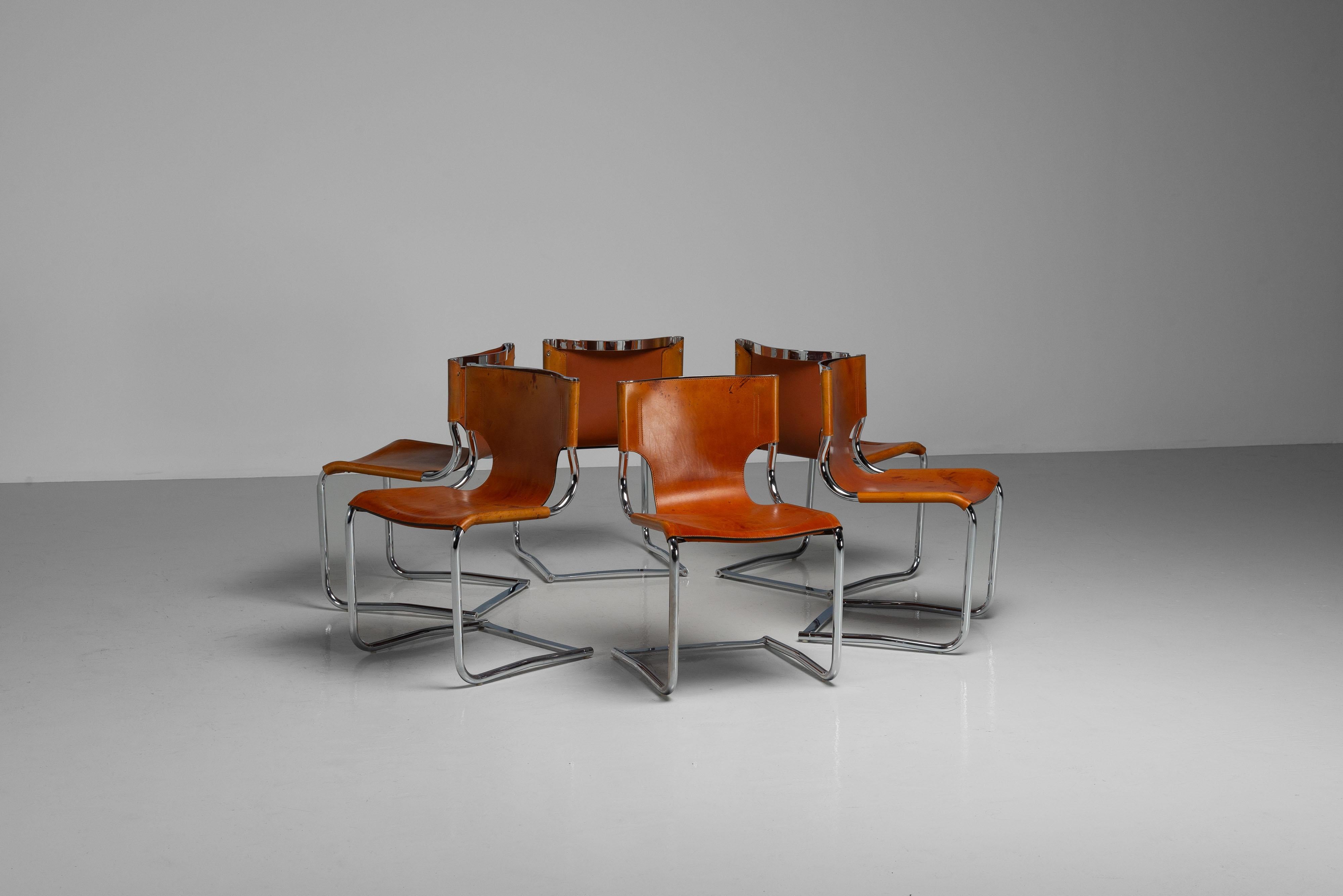 Mid-Century Modern Carlo Bartoli dining chairs set of 6 by Tisettanta Italy 1971