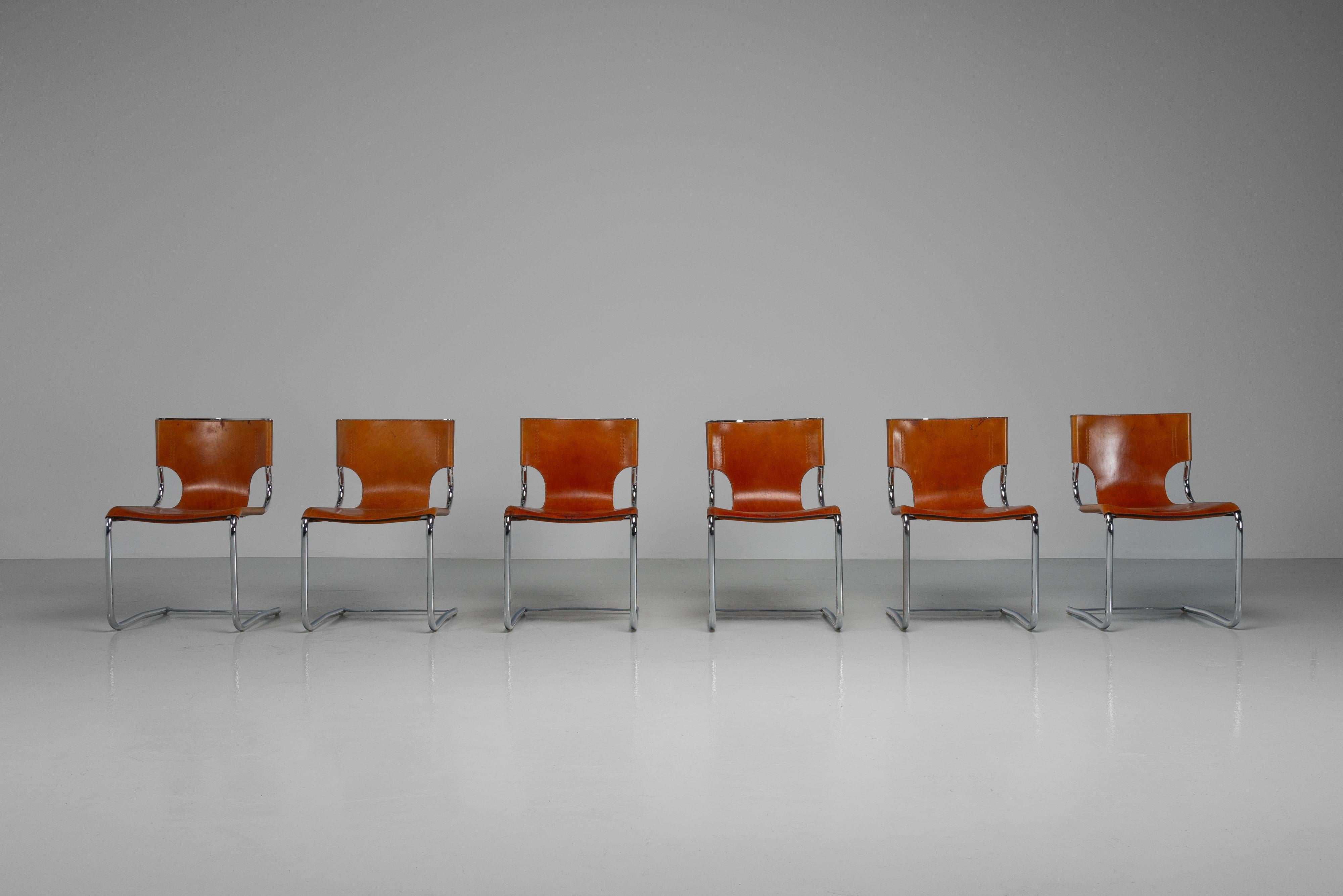 Chaises de salle à manger Carlo Bartoli set de 6 par Tisettanta Italie 1971 Bon état à Roosendaal, Noord Brabant