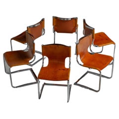 Vintage Carlo Bartoli dining chairs set of 6 by Tisettanta Italy 1971