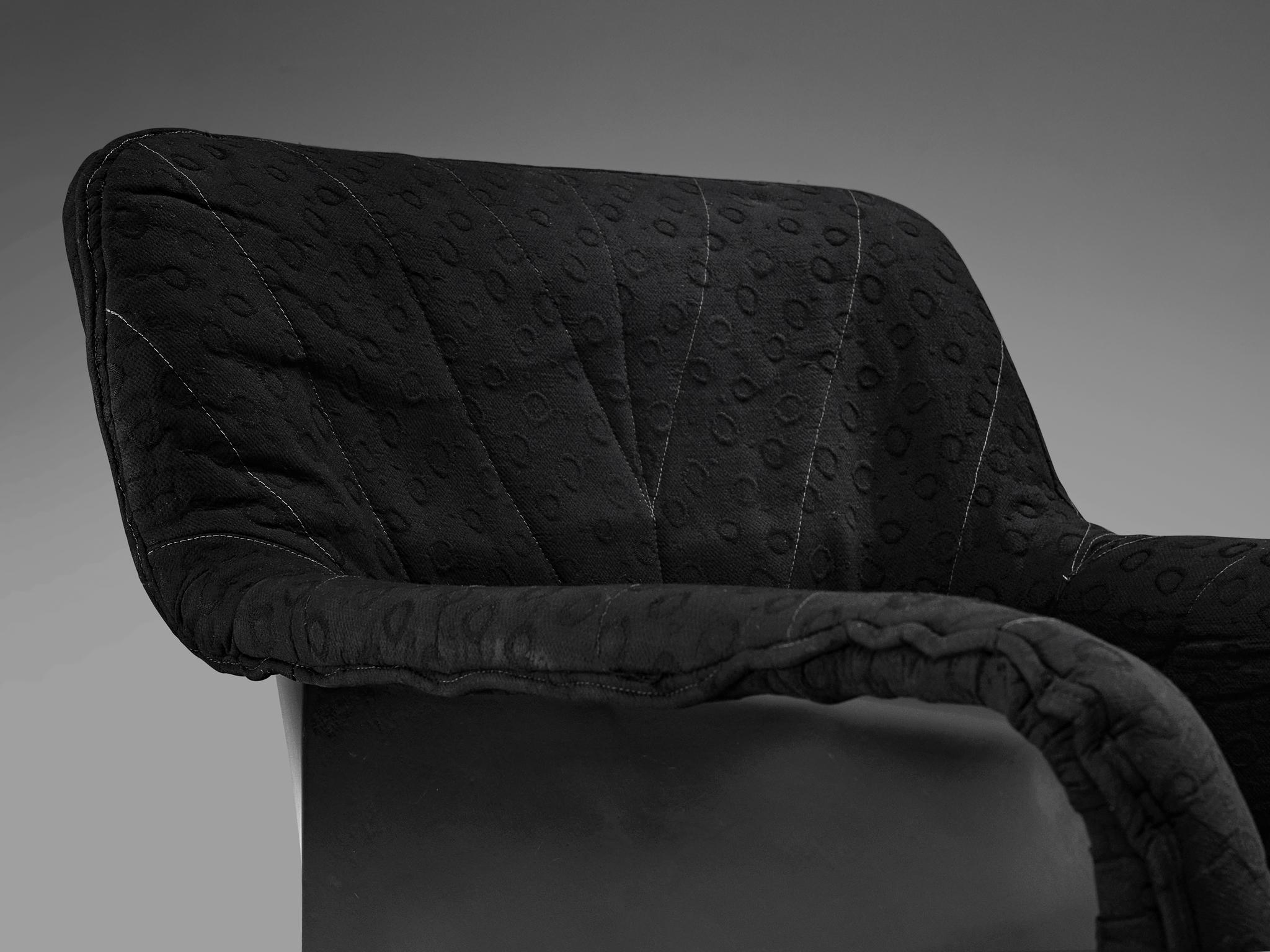 Fabric Carlo Bartoli for Arflex Pair of 'Bicia' Lounge Chairs in Fiberglass