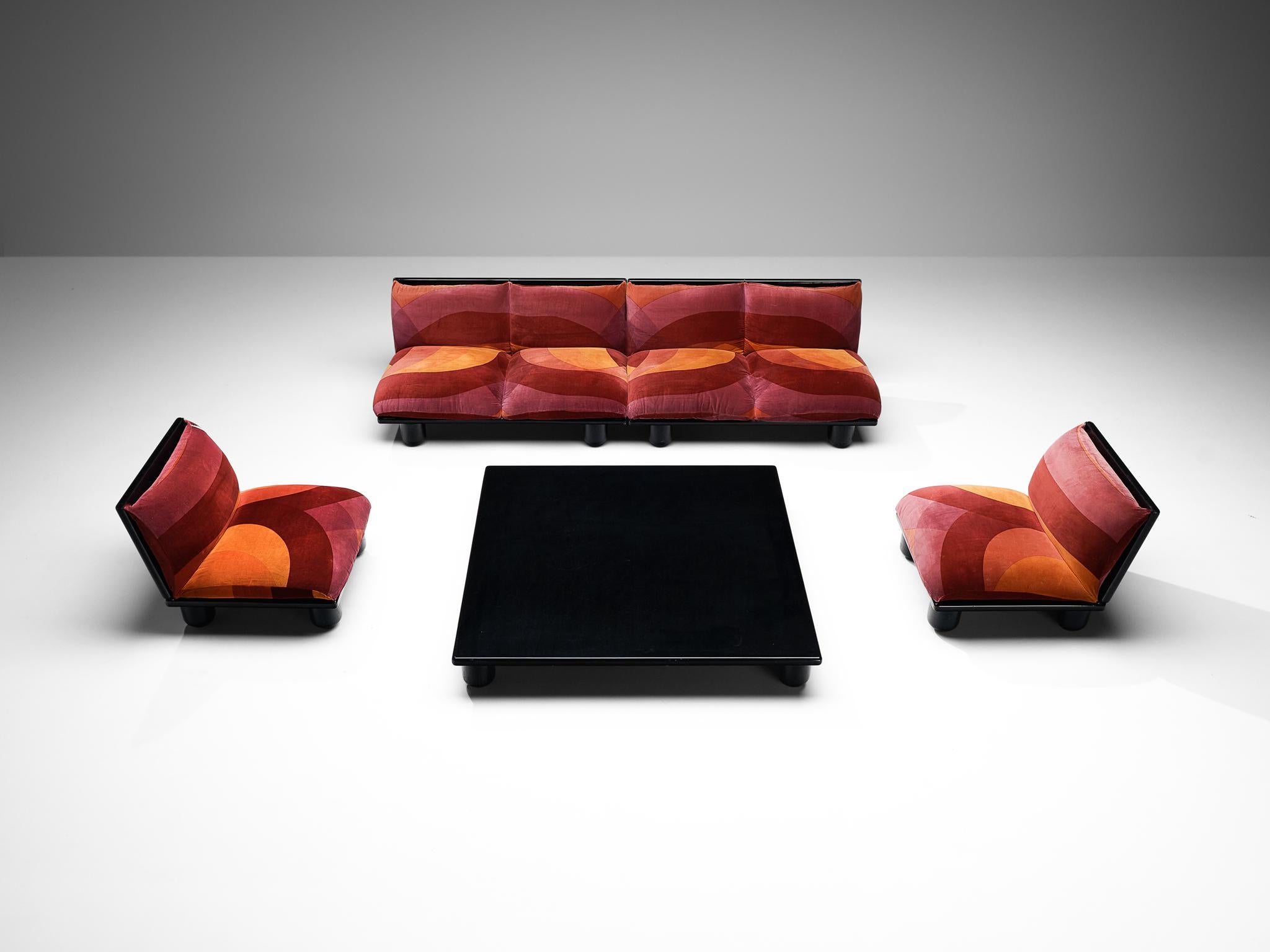 Velvet Carlo Bartoli for Rossi di Albizzate 'Blop' Lounge Set in Original Fabric For Sale