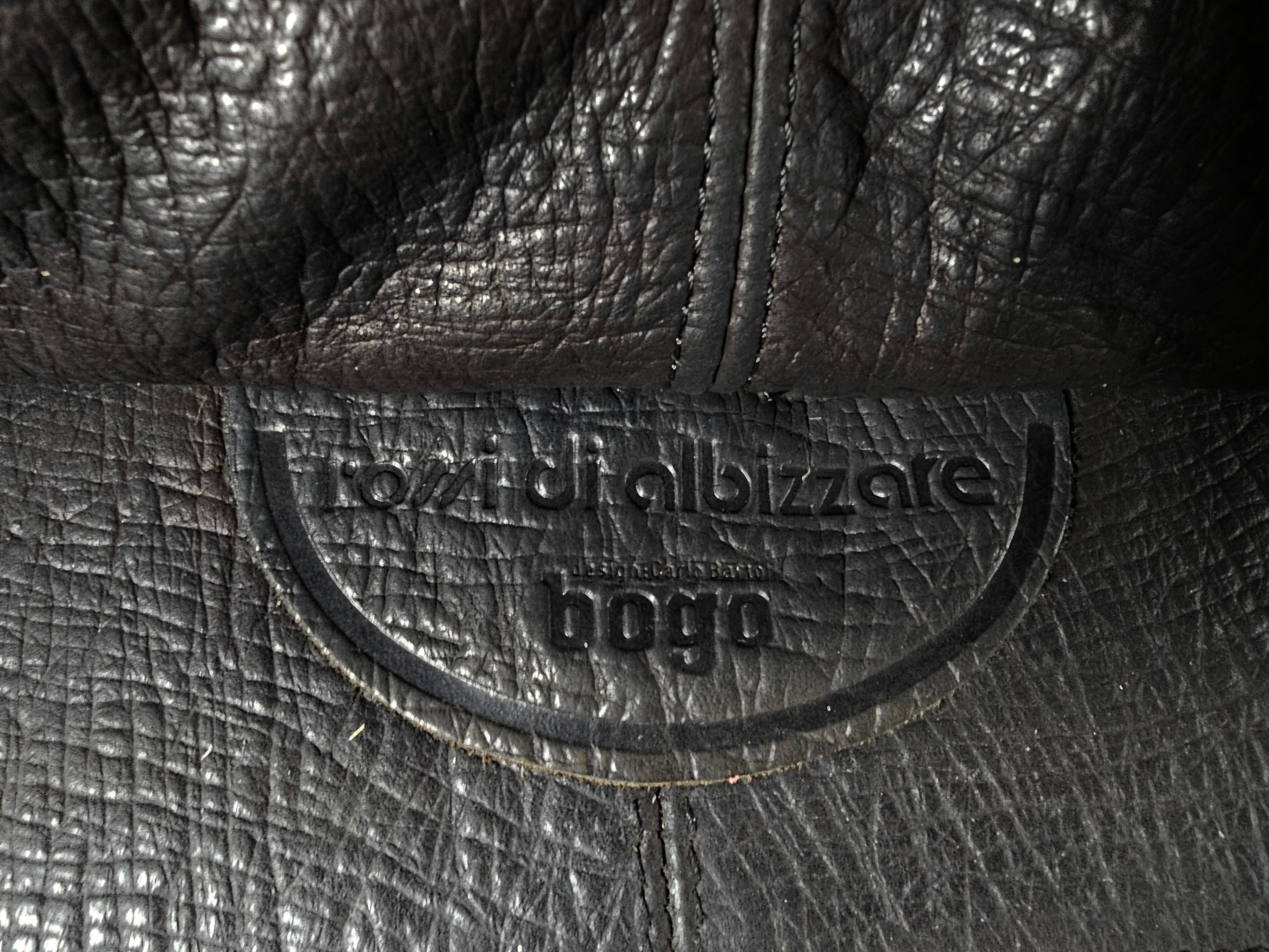 Late 20th Century  Carlo Bartoli for Rossi di Albizzate 'Bogo' Sofa in black Leather, 1970s For Sale