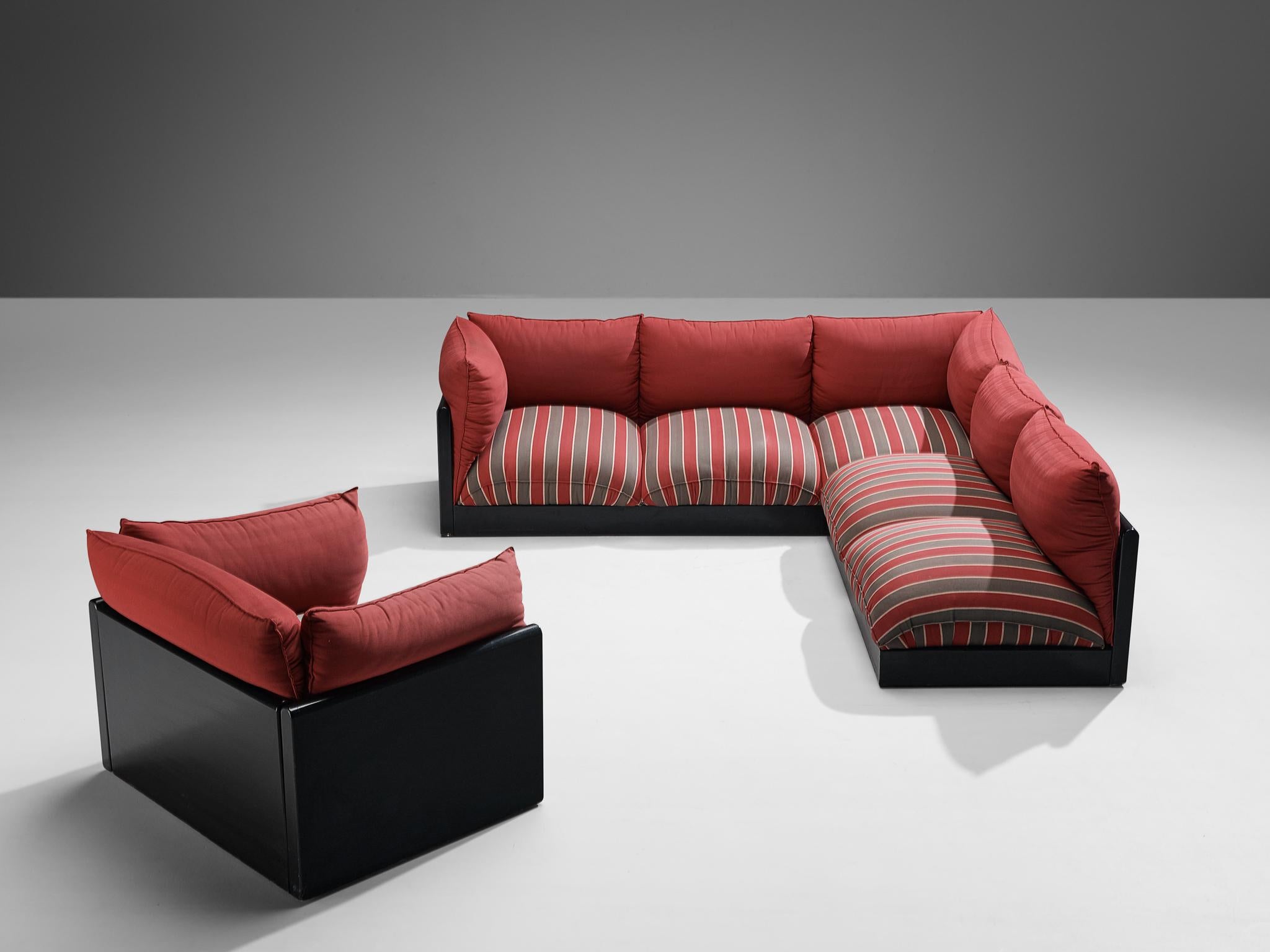 Carlo Bartoli for Rossi di Albizzate 'Down' Lounge Chair in Striped Fabric  For Sale 4