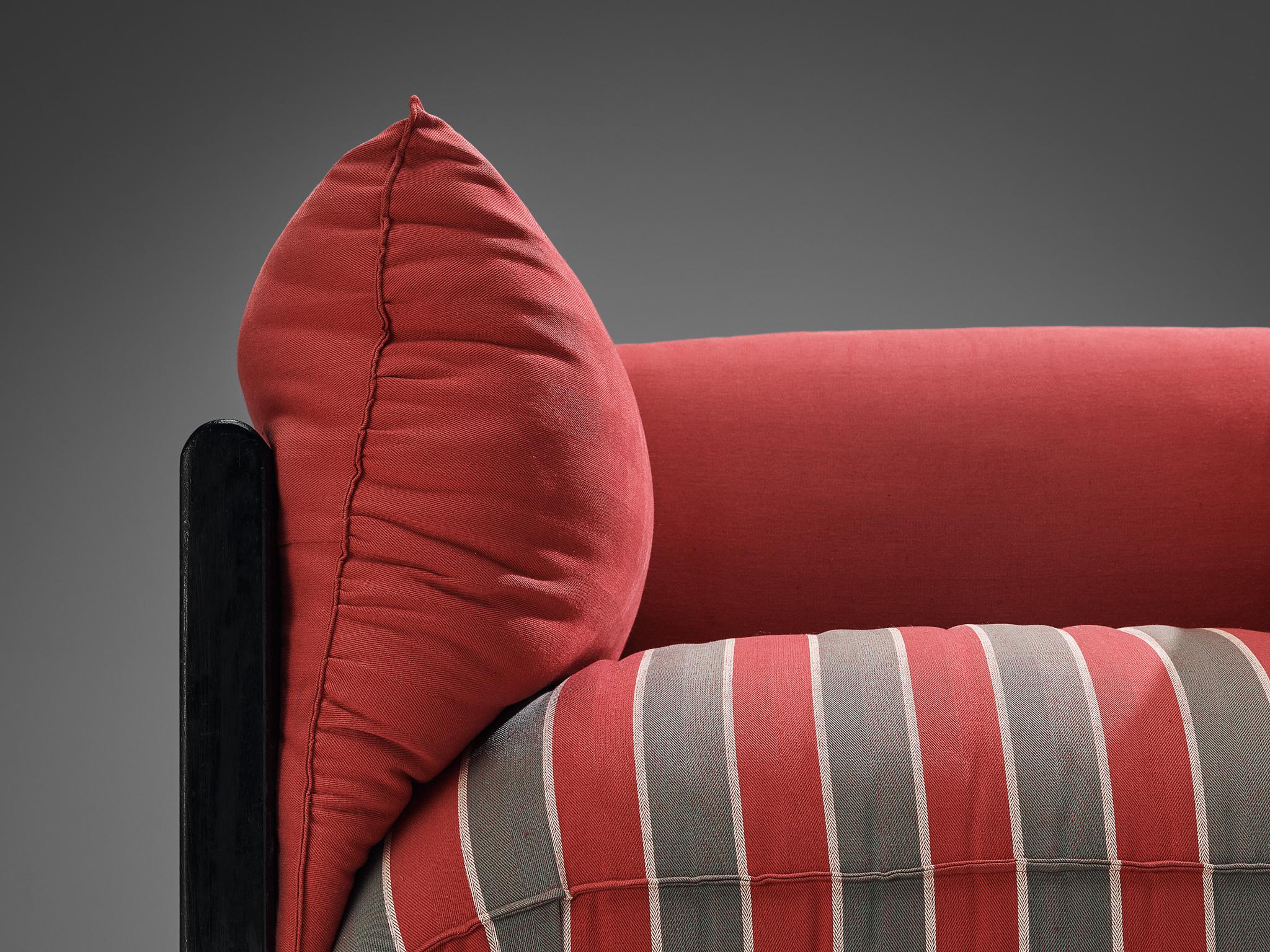 Post-Modern Carlo Bartoli for Rossi di Albizzate 'Down' Lounge Chair in Striped Fabric  For Sale