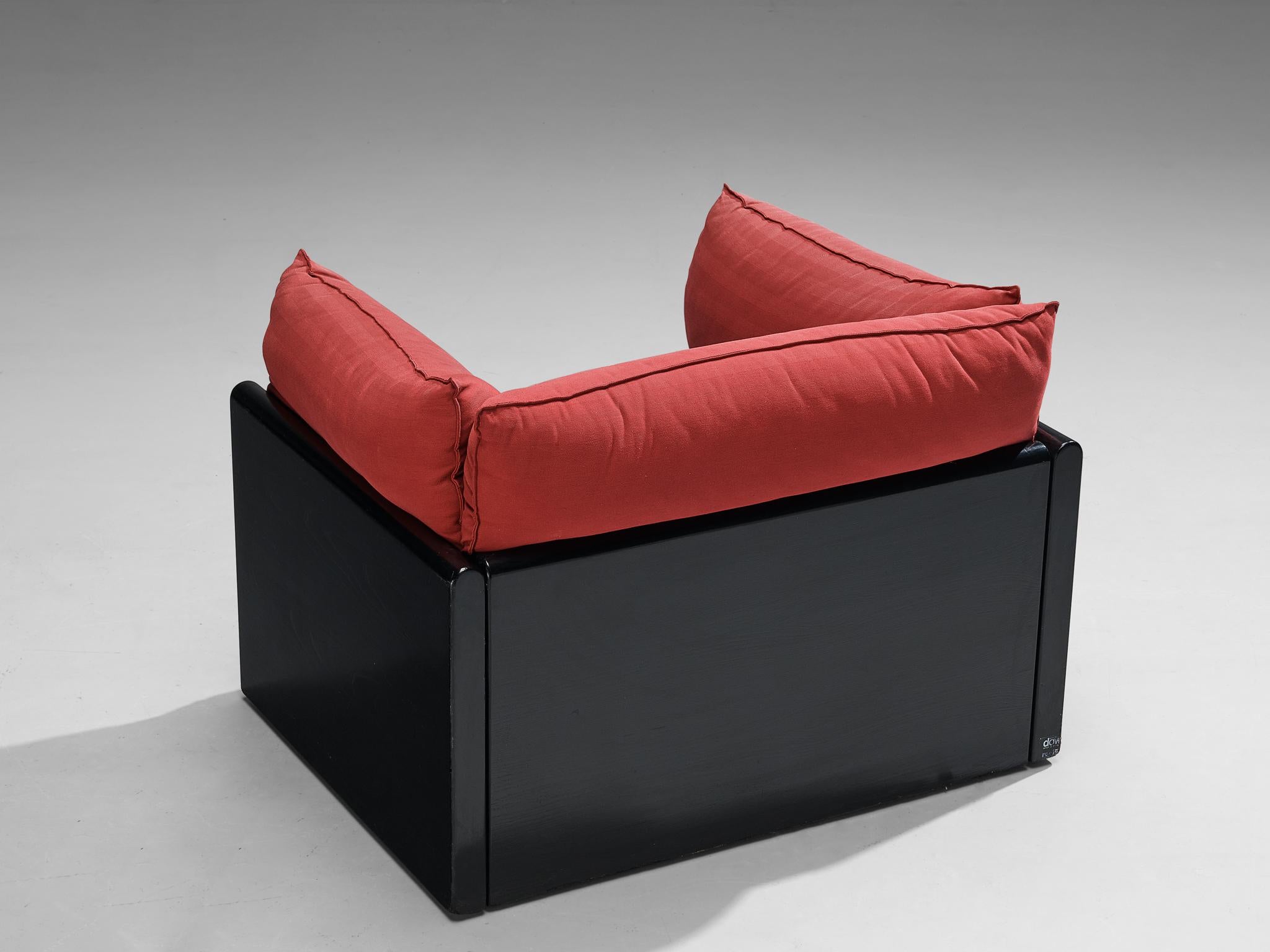 Italian Carlo Bartoli for Rossi di Albizzate 'Down' Lounge Chair in Striped Fabric  For Sale