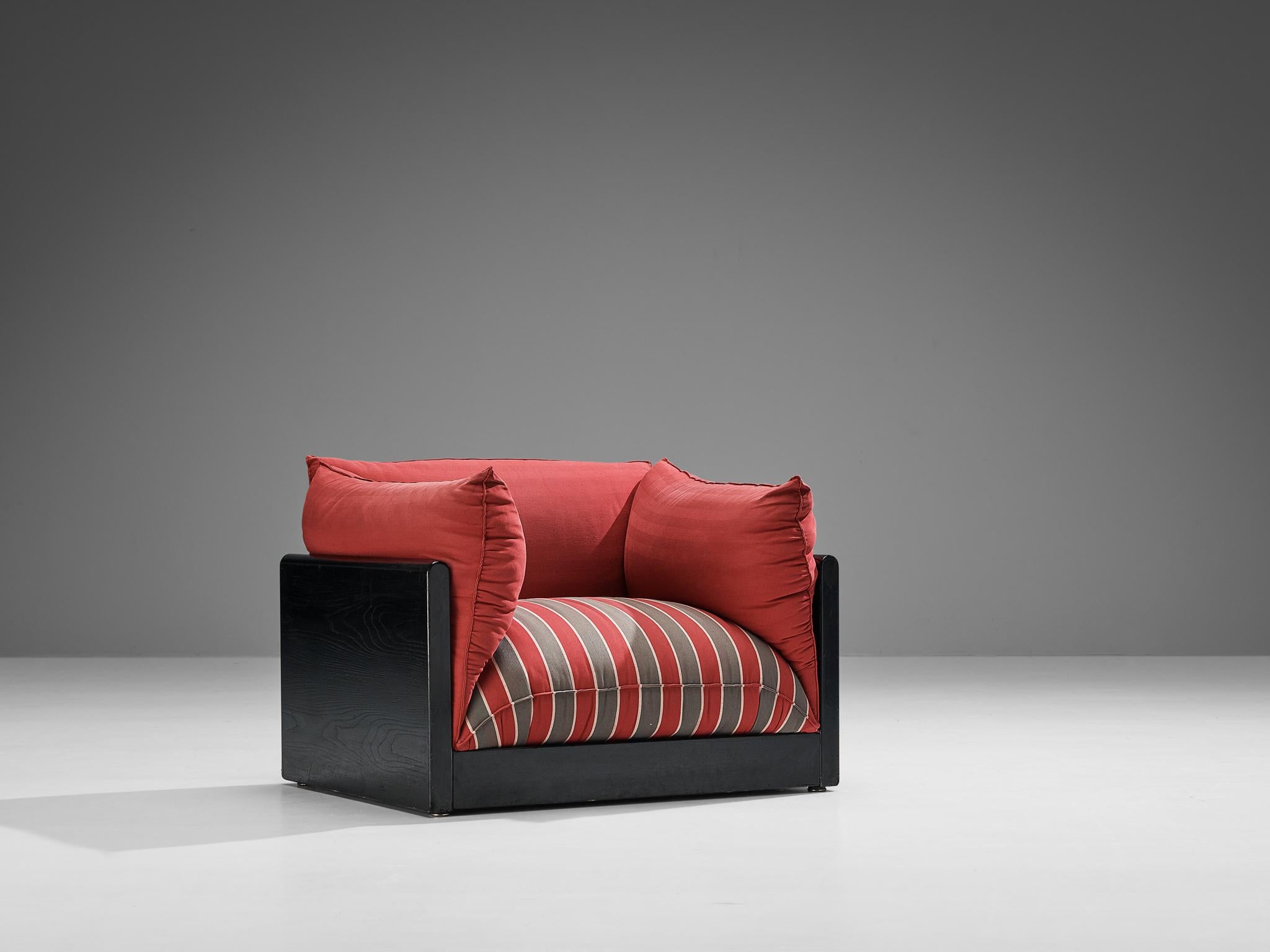Late 20th Century Carlo Bartoli for Rossi di Albizzate 'Down' Lounge Chair in Striped Fabric  For Sale