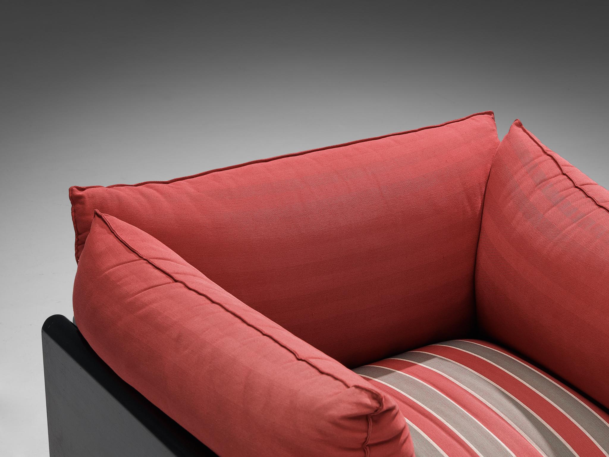 Carlo Bartoli for Rossi di Albizzate 'Down' Lounge Chair in Striped Fabric  For Sale 1