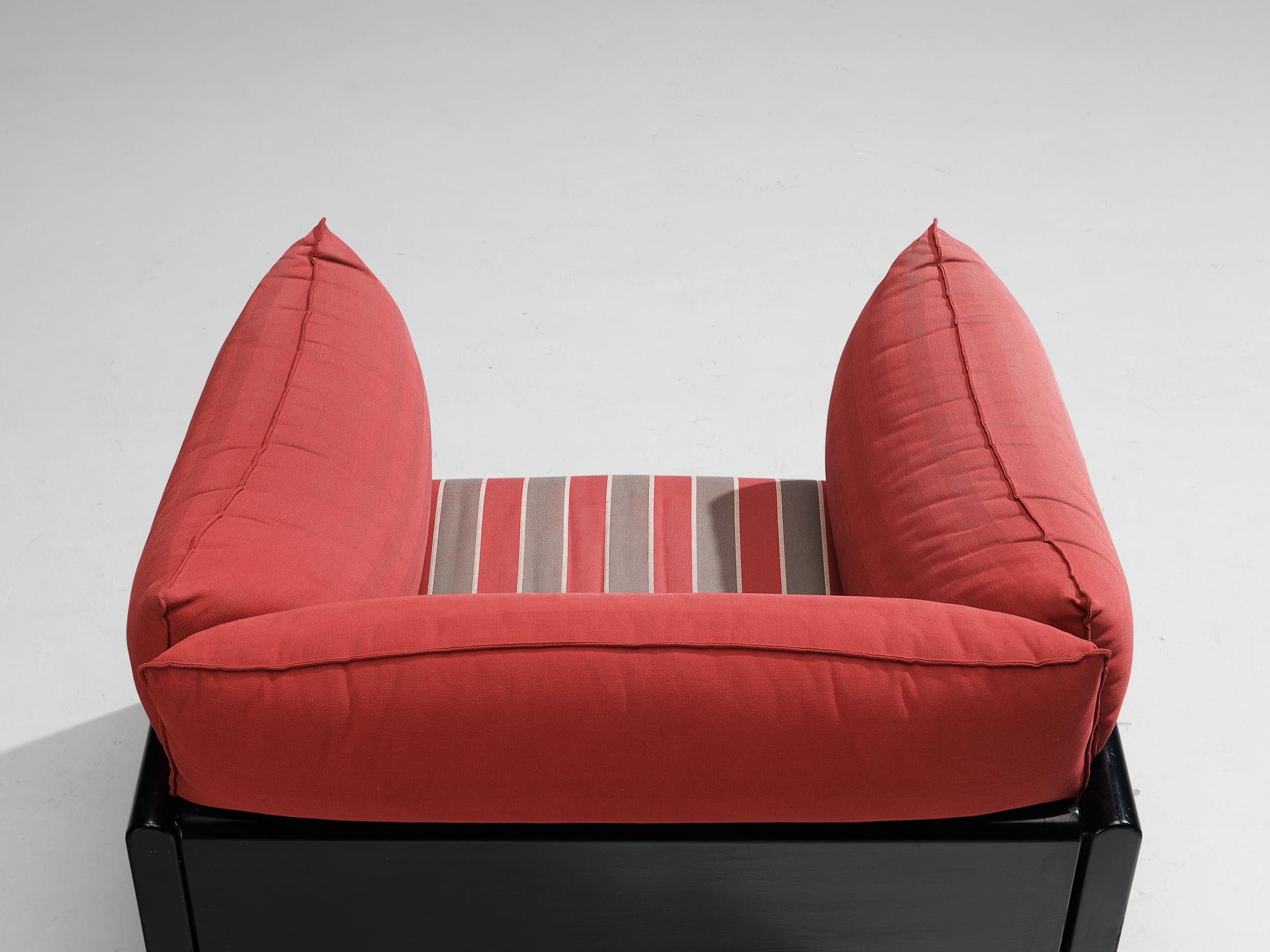 Carlo Bartoli for Rossi di Albizzate 'Down' Lounge Chair in Striped Fabric  For Sale 3