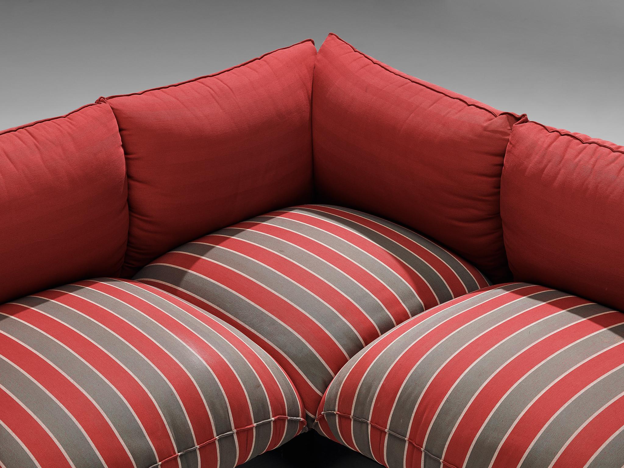 Post-Modern Carlo Bartoli for Rossi di Albizzate 'Down' Sofas in Striped Fabric