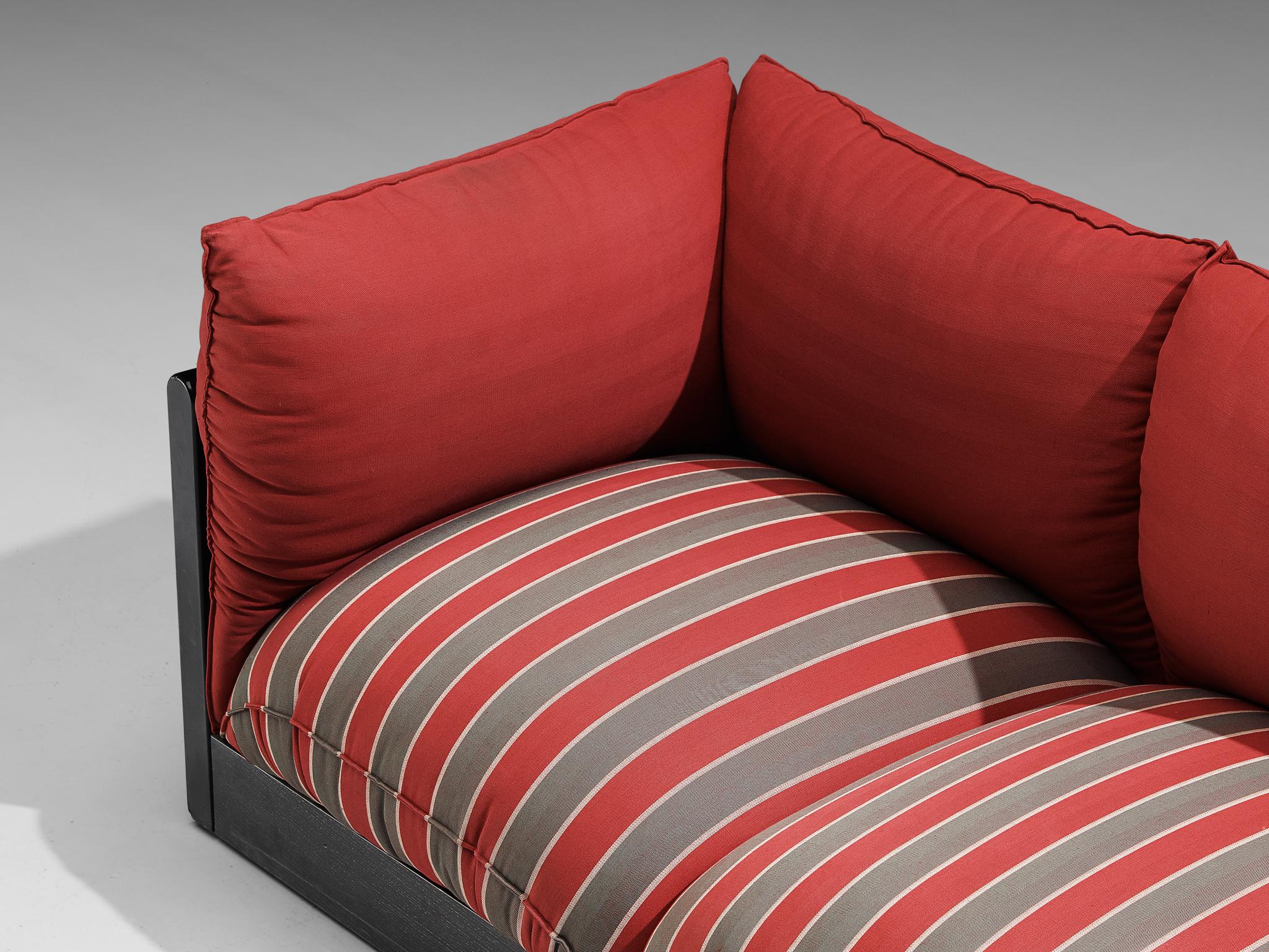 Late 20th Century Carlo Bartoli for Rossi di Albizzate 'Down' Sofas in Striped Fabric