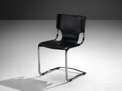 Carlo Bartoli for T 70 Tubular Dining Chair in Black Leather and Steel