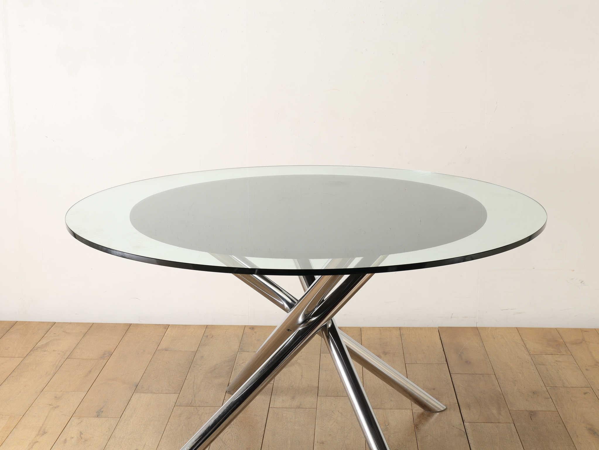 Mid-Century Modern Table ronde à plateau en verre Carlo Bartoli 1970 en vente